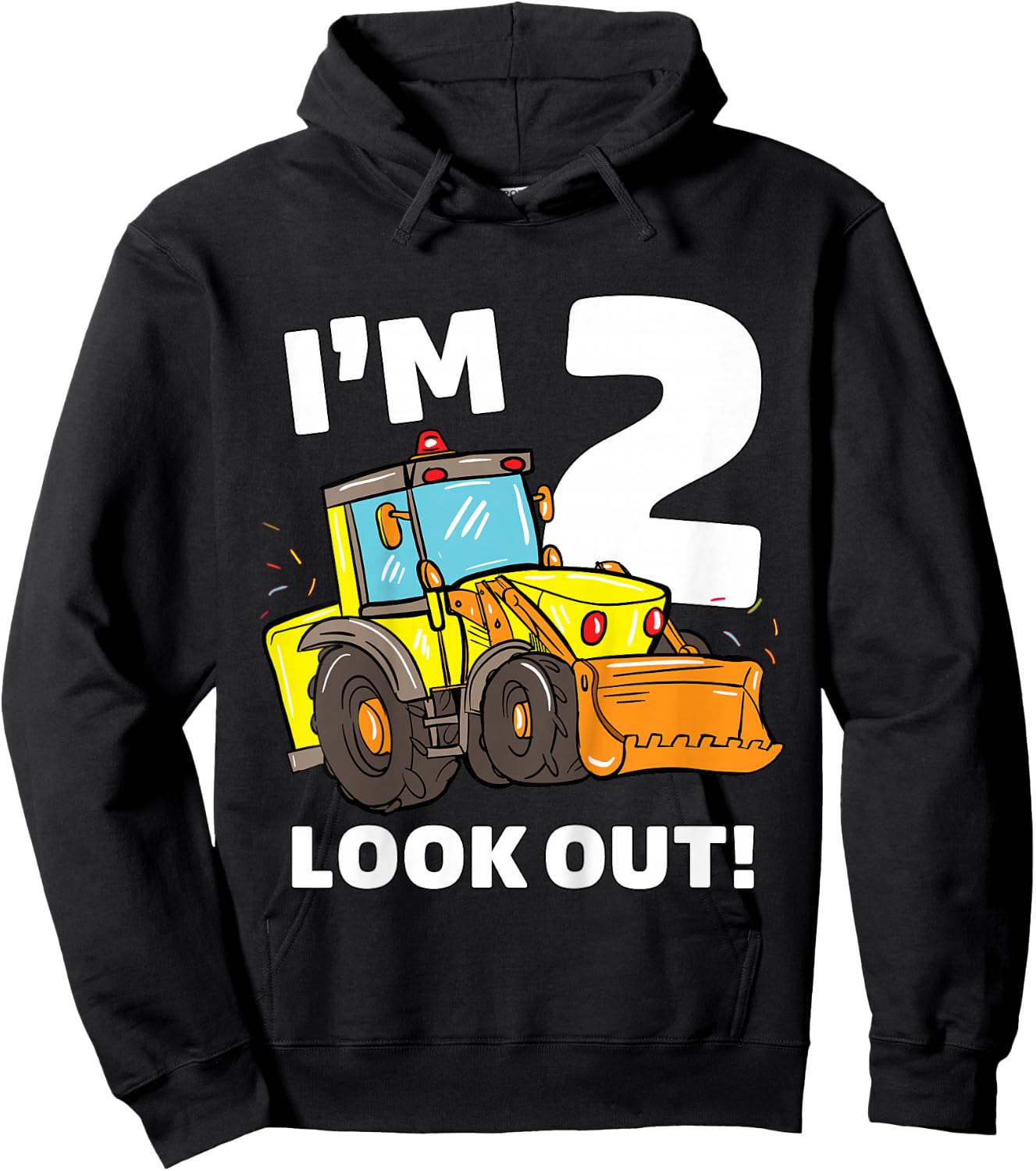 Kids Construction Truck 2nd Birthday Boy 2 Two Bulldozer Hoodie - Hoodie | Black