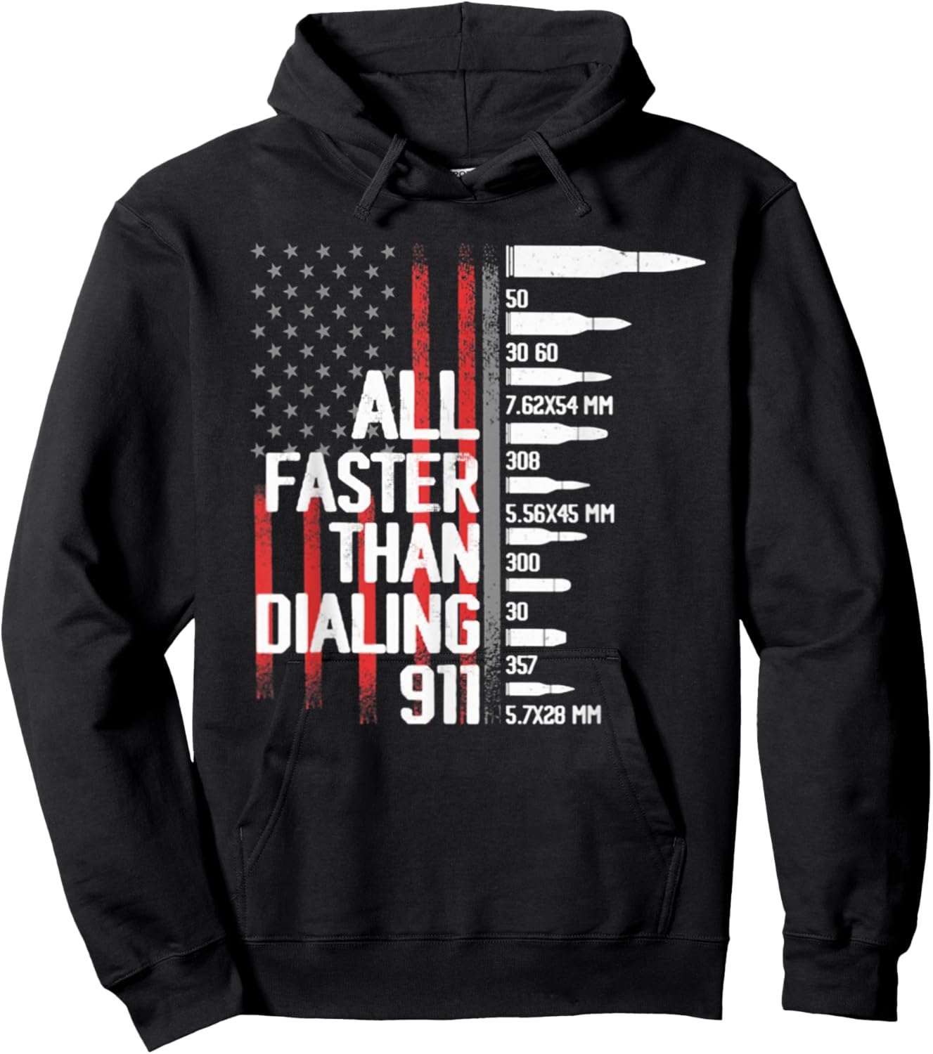 All Faster Than Dialing 911 American Flag Funny Gun Owner Hoodie - Hoodie | Black