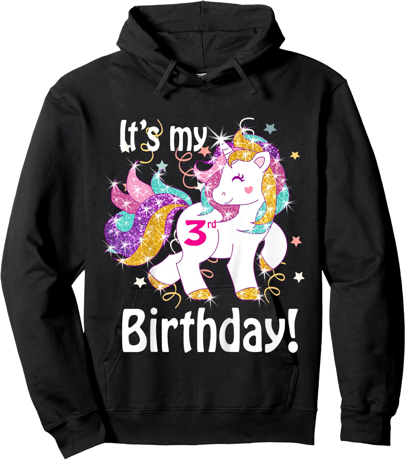 Its my 3rd Birthday (3 year old) unicorn Birthday shirt gift Hoodie - Hoodie | Black