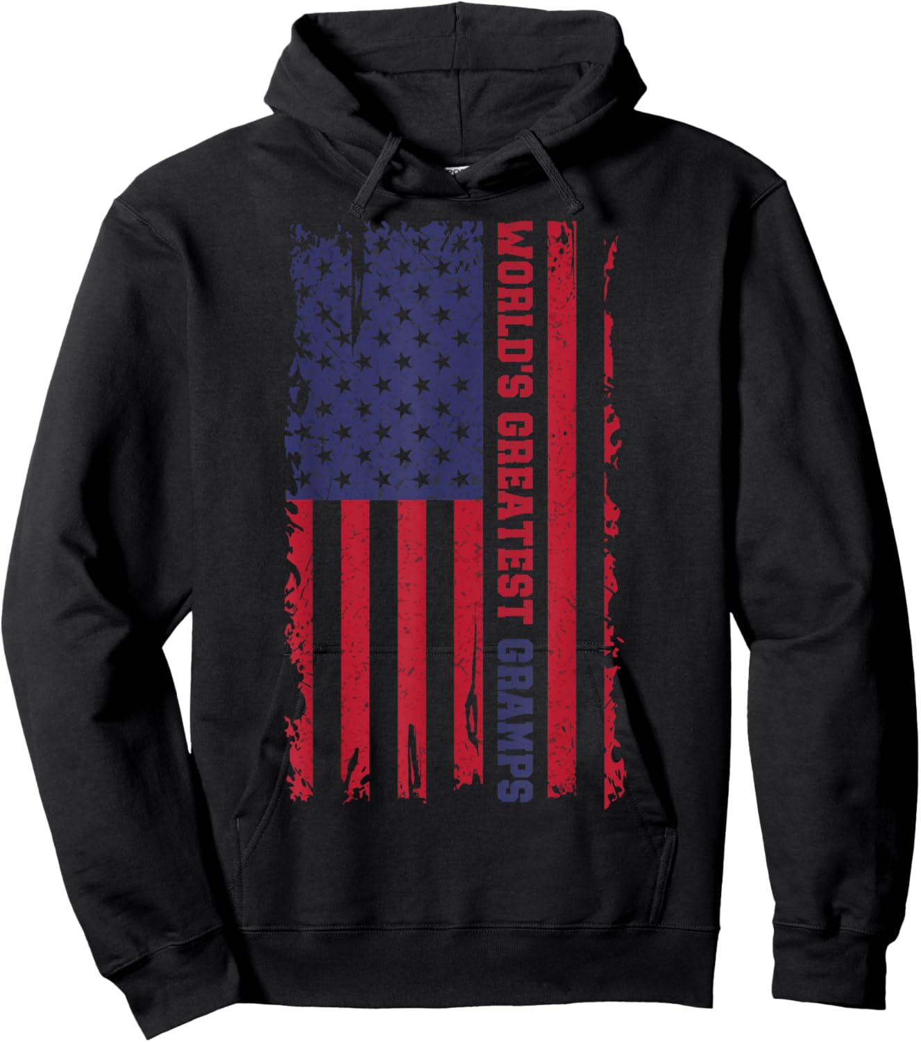 World's Greatest Gramps Vintage Father's Day Grandpa US Flag Hoodie - Hoodie | Black
