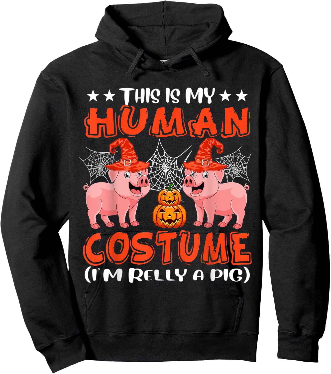 This Is My Human Costume I'm Really A Pig Halloween Farmer Hoodie - Hoodie | Black