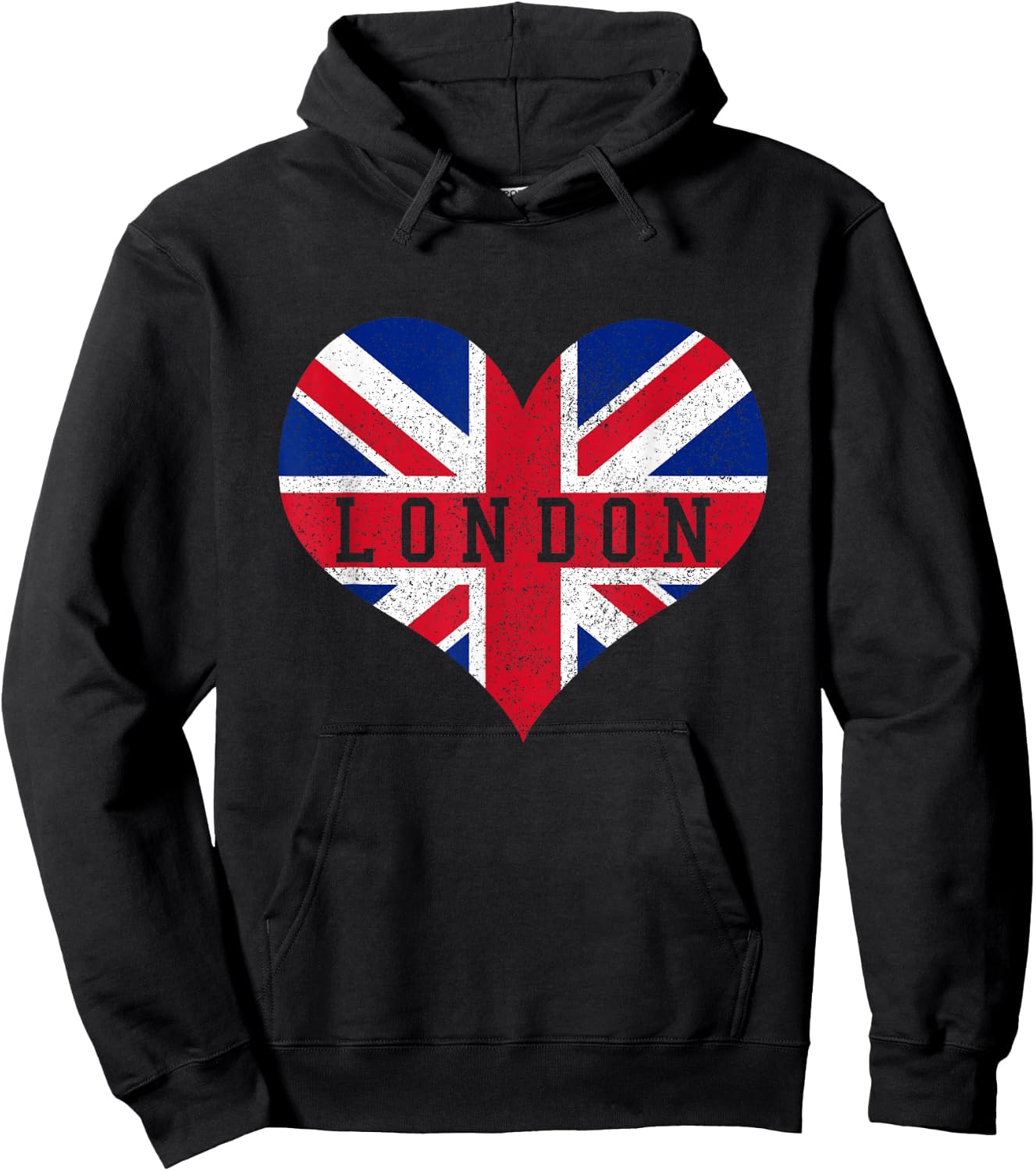 London - Heart Flag Union Jack UK England Souvenir Gift Hoodie - Hoodie | Black