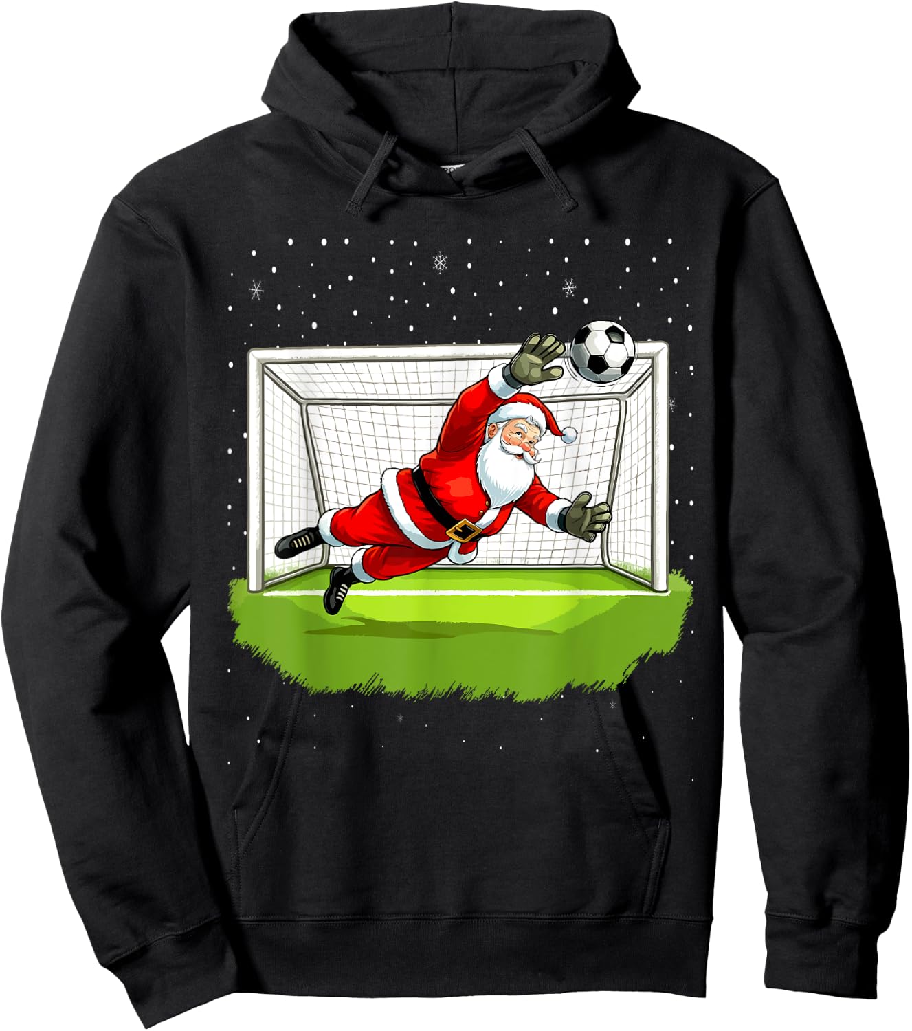 Santa Soccer Goalie Goalkeeper Christmas Sweater Hoodie - Hoodie | Black