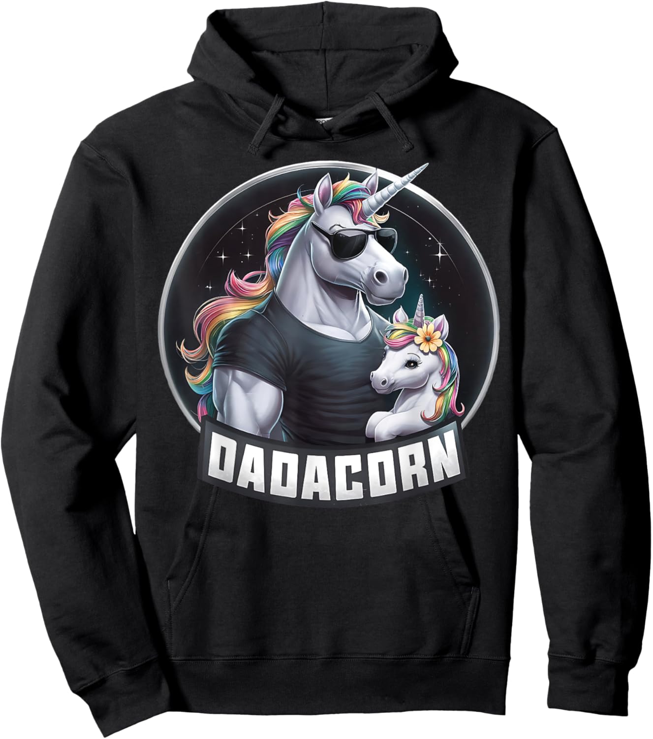 Father's Day Dadacorn Baby Unicorn Dad, Daddy Funny Dadacorn Hoodie - Hoodie | Black