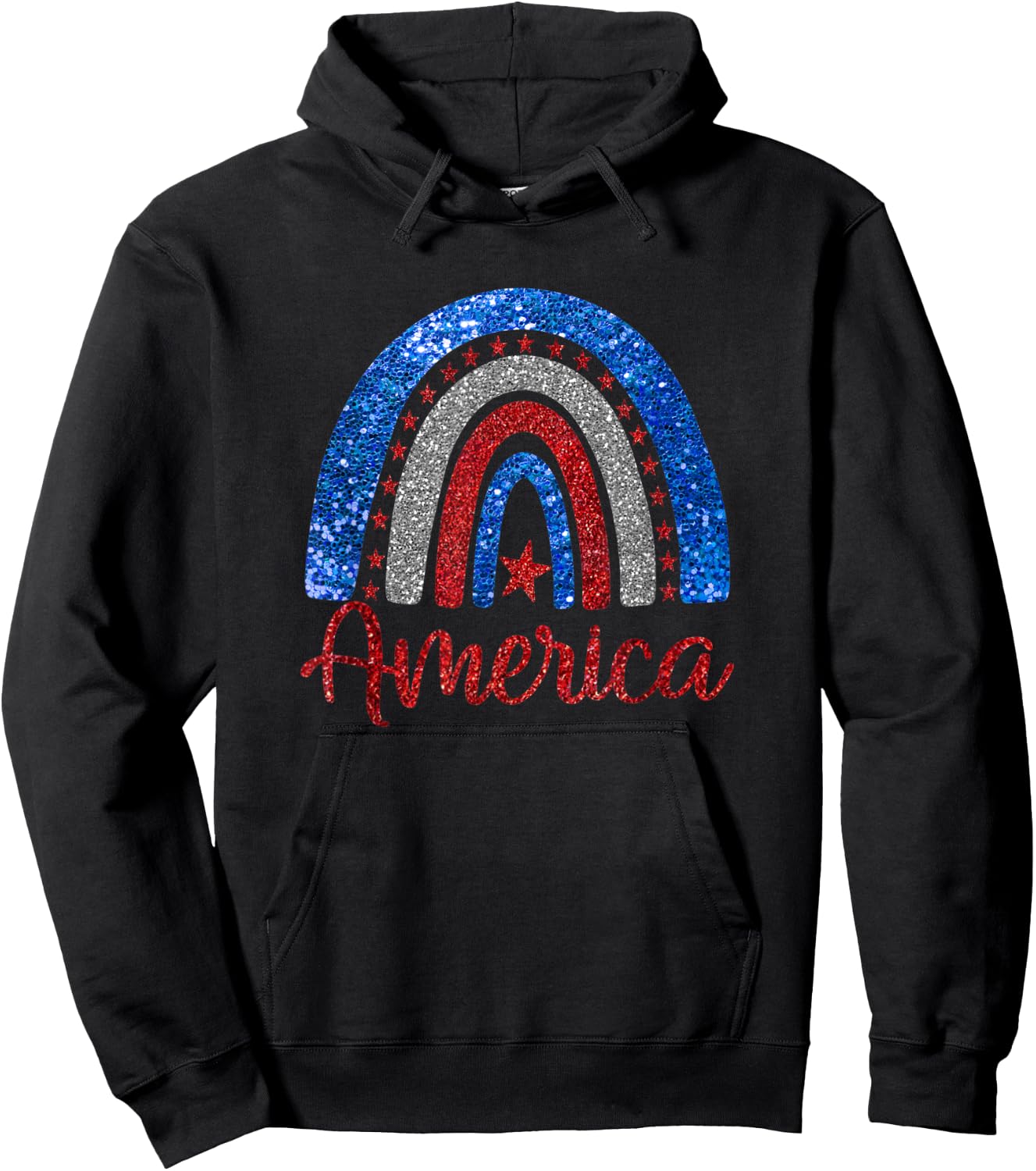 Patriotic Rainbow AMERICA Love USA Scandinavian Rainbow Art Hoodie - Hoodie | Black