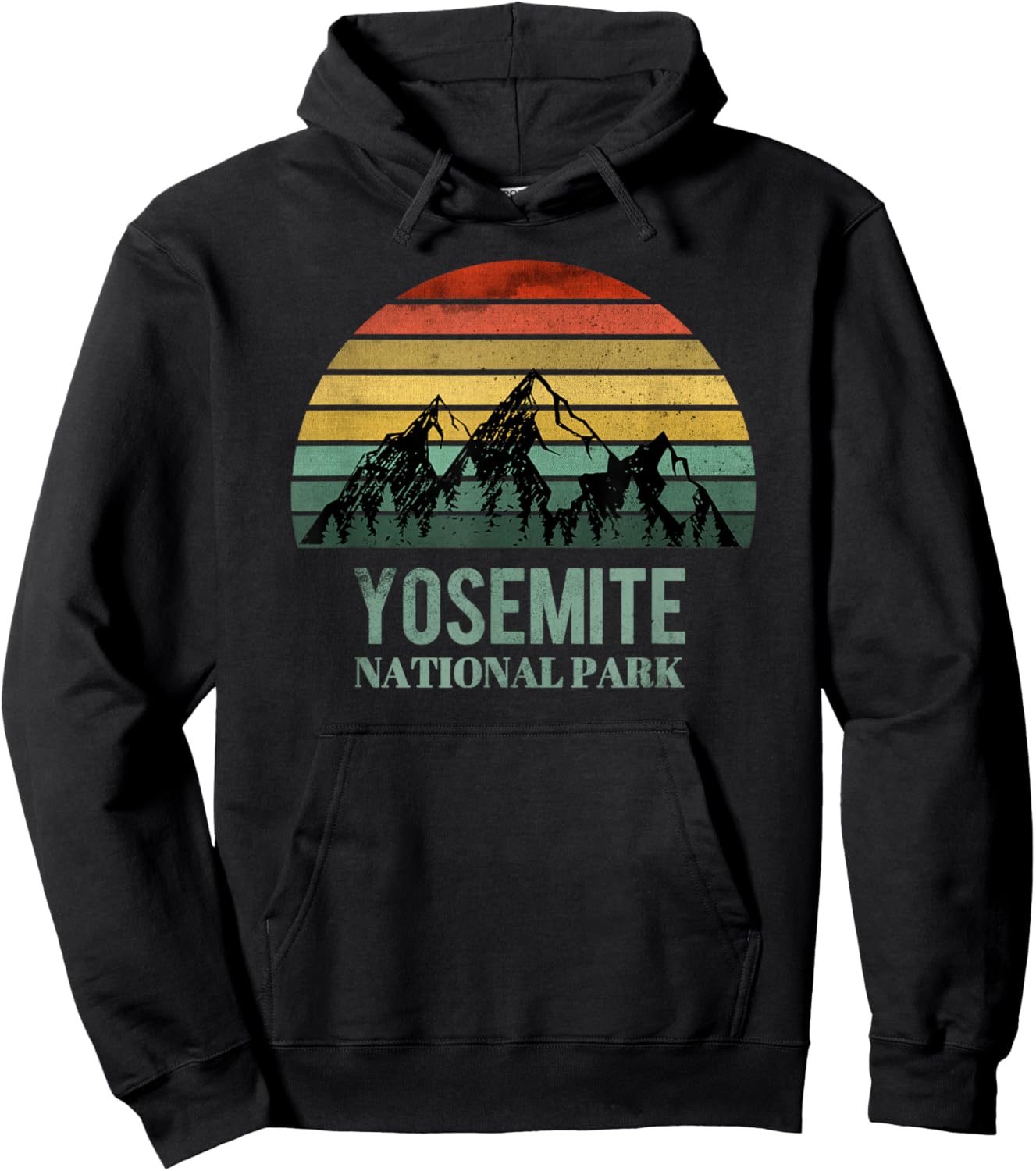 Vintage Yosemite National Park Mountain California Hoodie - Hoodie | Black
