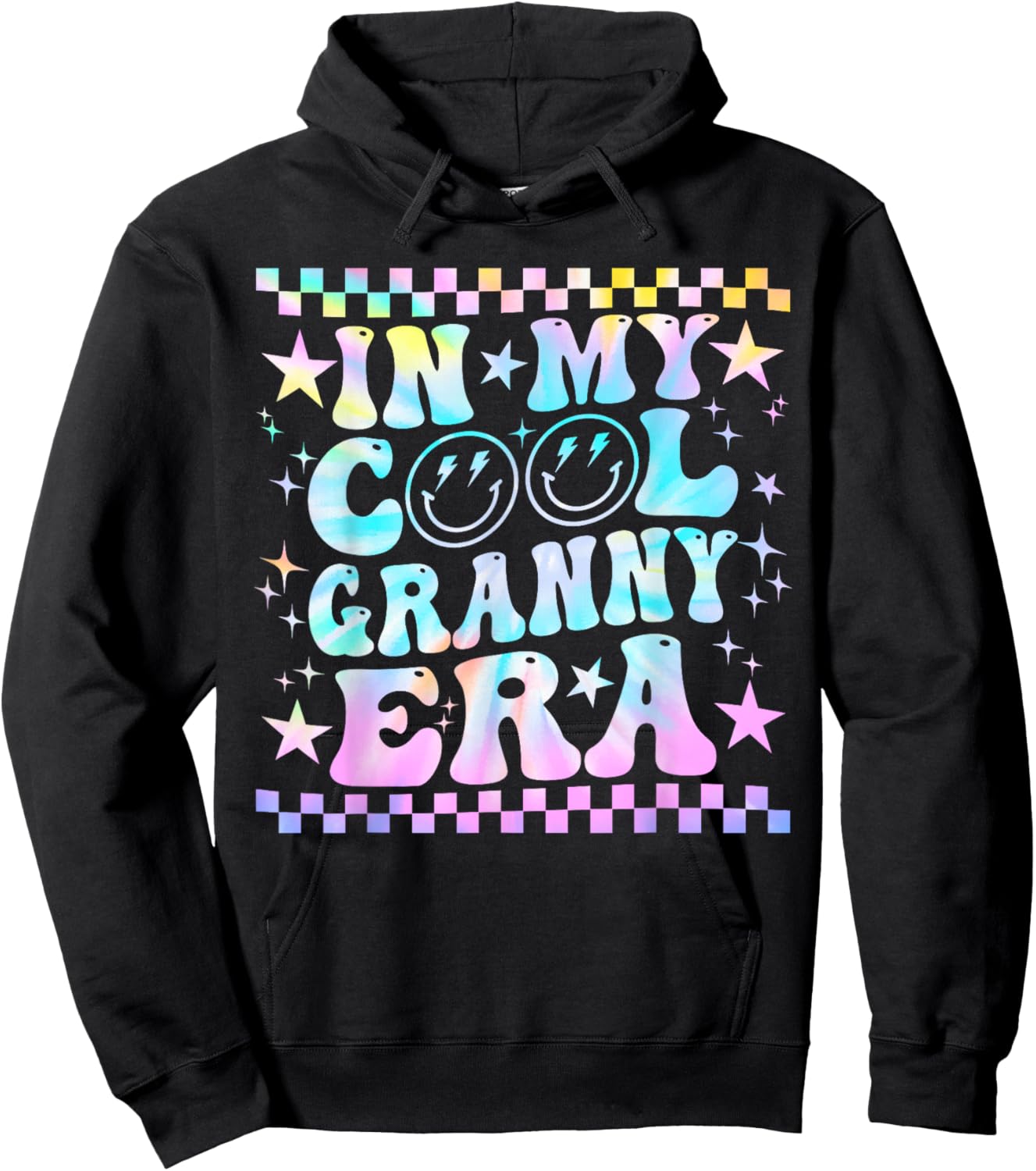 Tie Dye Groovy In My Cool Granny Era Funny Family Hoodie - Hoodie | Black