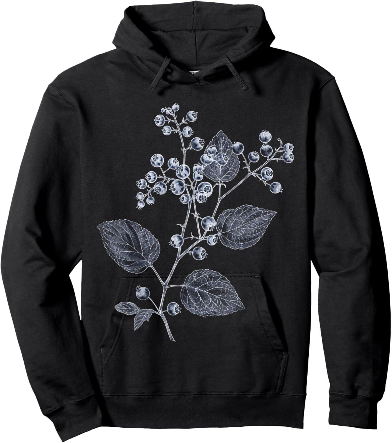 Blueberry Botanical Drawing Hoodie - Hoodie | Black