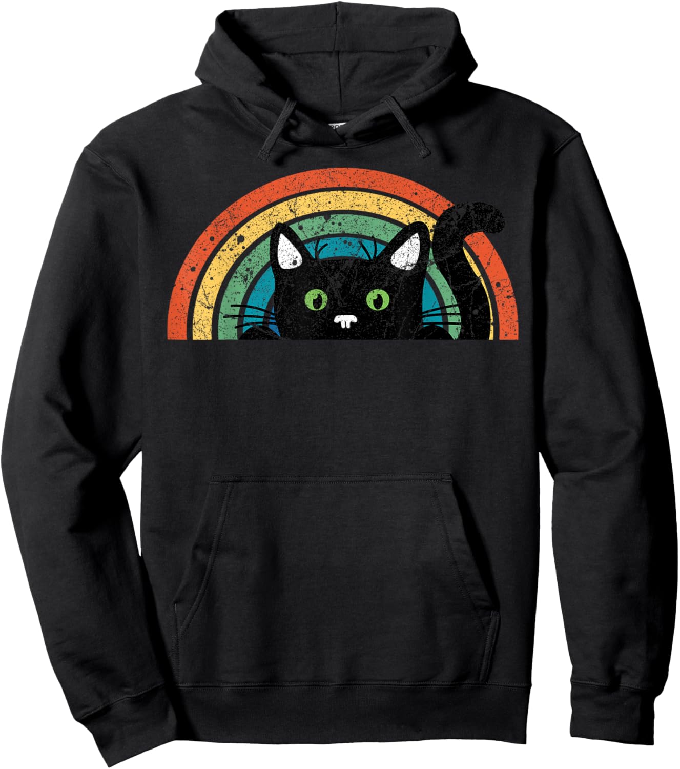Vintage Black Cat Retro For Cat Lover, Cat Mom, Cat Dad Hoodie - Hoodie | Black