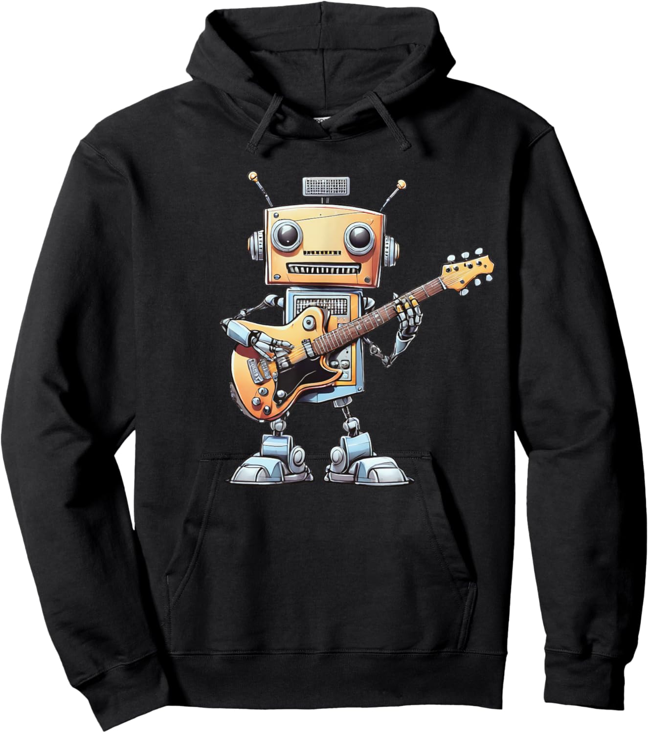 Funny Guitarist Robot Guitar Player Musician Robotics Gift Hoodie - Hoodie | Black