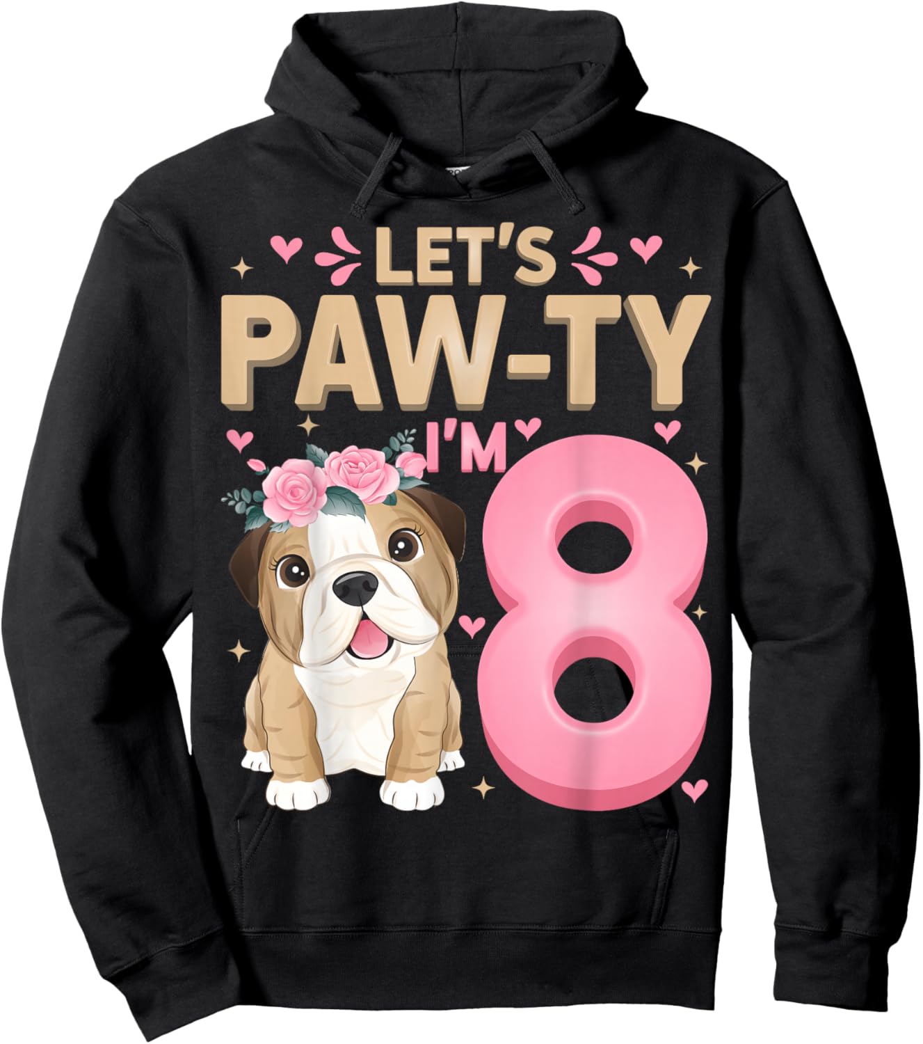 Let's Paw-ty I'm 8 Cute Puppy Dog 8th Birthday Party Hoodie - Hoodie | Black