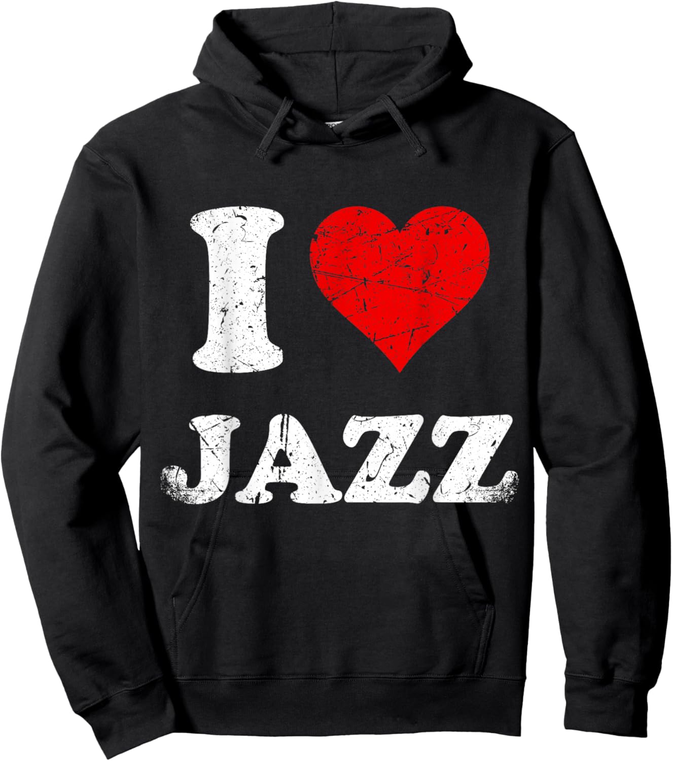 Distressed Grunge Worn Out Style I Love Jazz Hoodie - Hoodie | Black