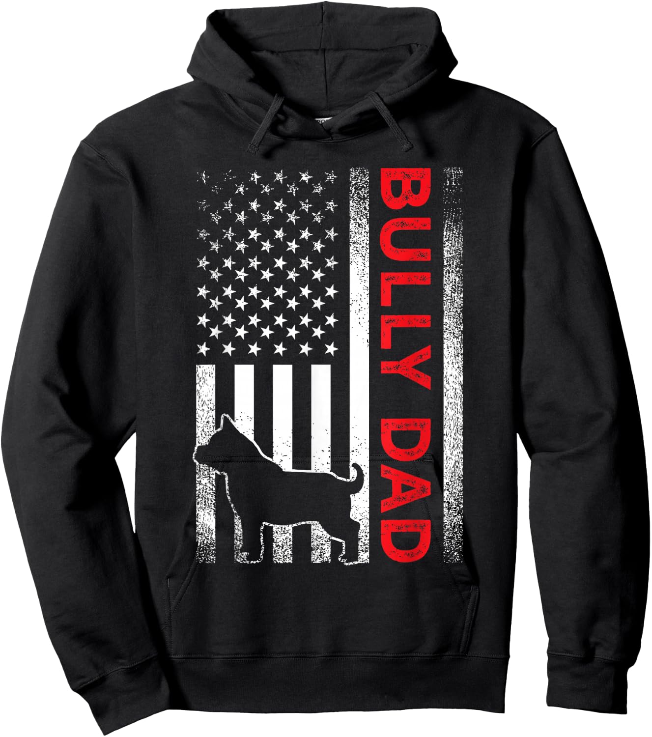 Bully or pitbull dog DAD vintage american flag papa gifts Hoodie - Hoodie | Black