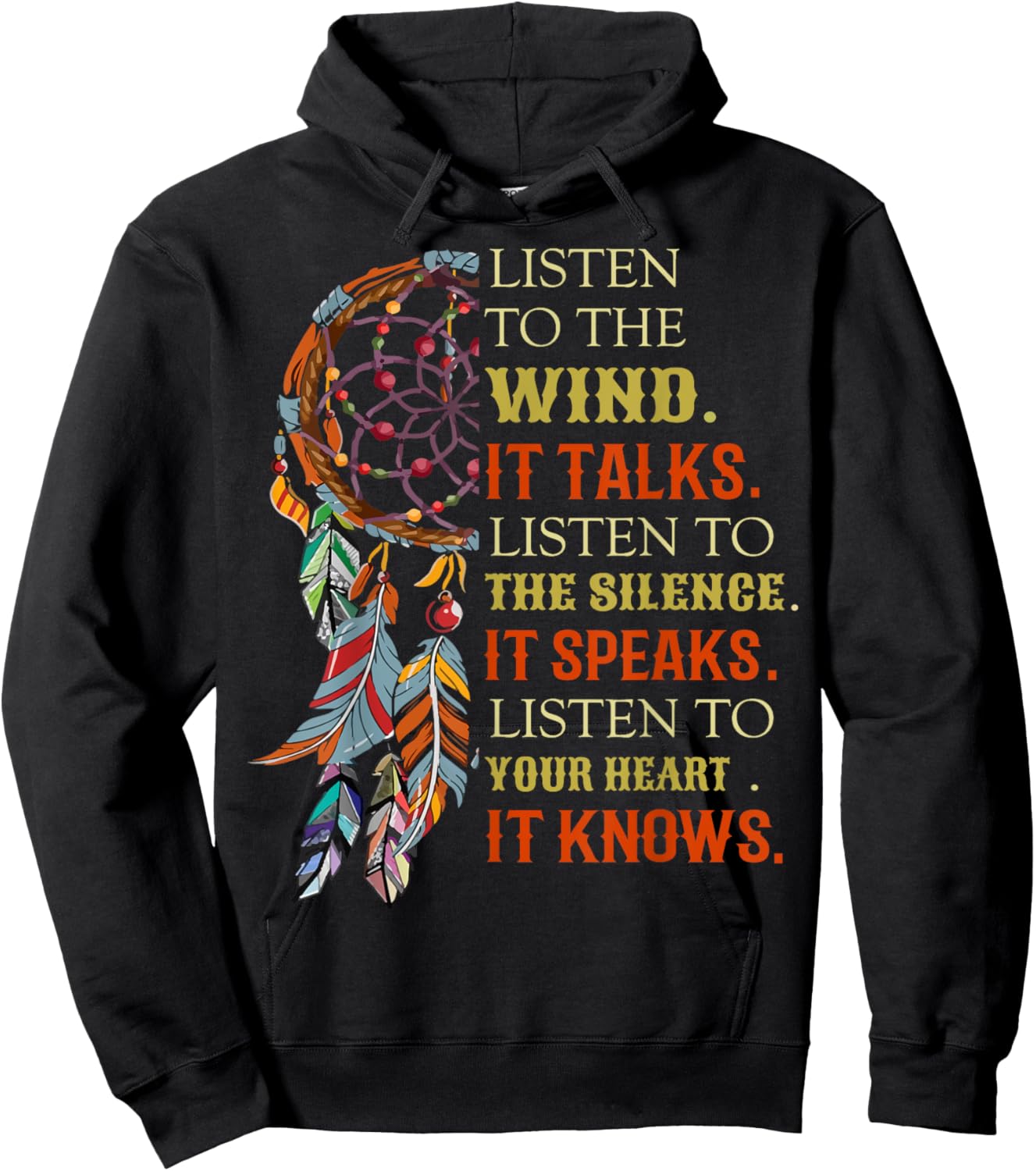 Listen To The Wind It Talks Listen To The Silence. Hoodie - Hoodie | Black