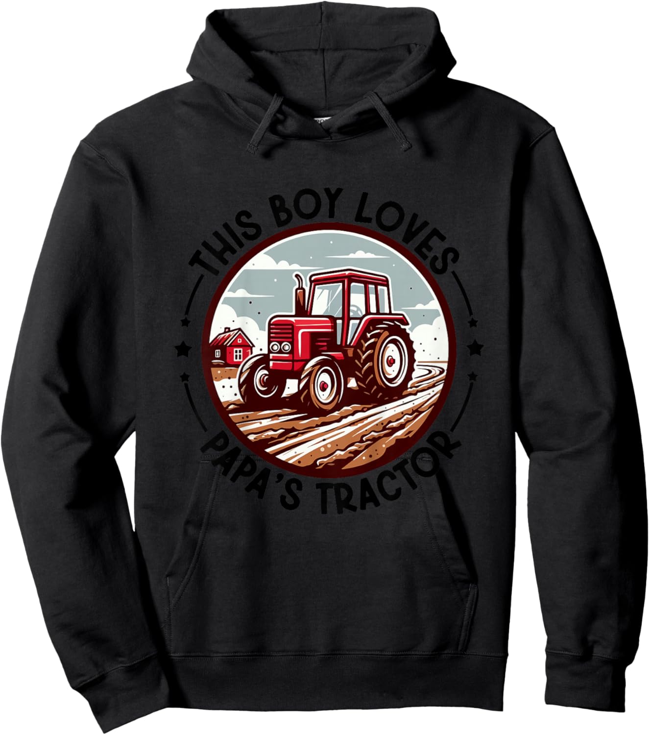 Kids Farm Grandpa's Tractor This Boy Loves Papa's Tractor Farming Hoodie - Hoodie | Black