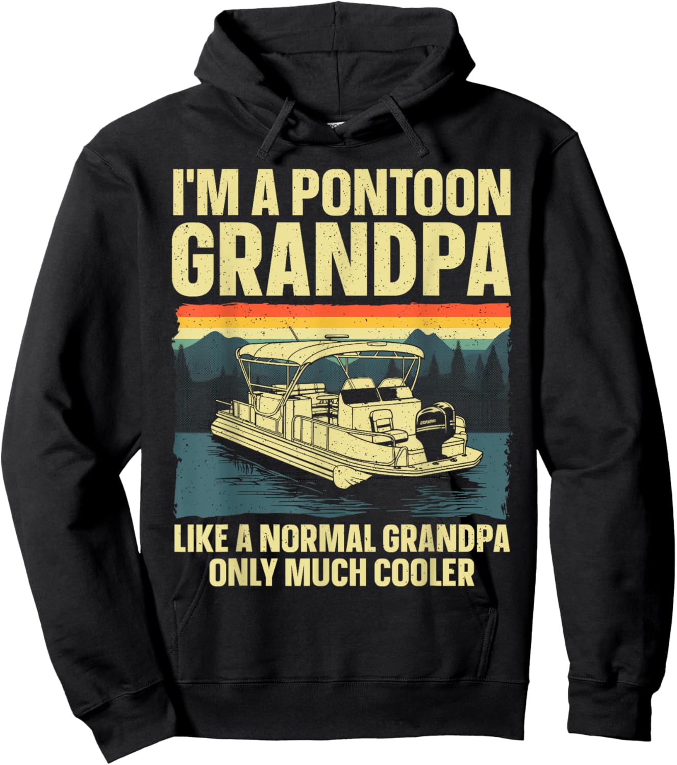 Cool Pontoon Boat Art For Grandpa Men Boating Pontoon Boat Hoodie - Hoodie | Black