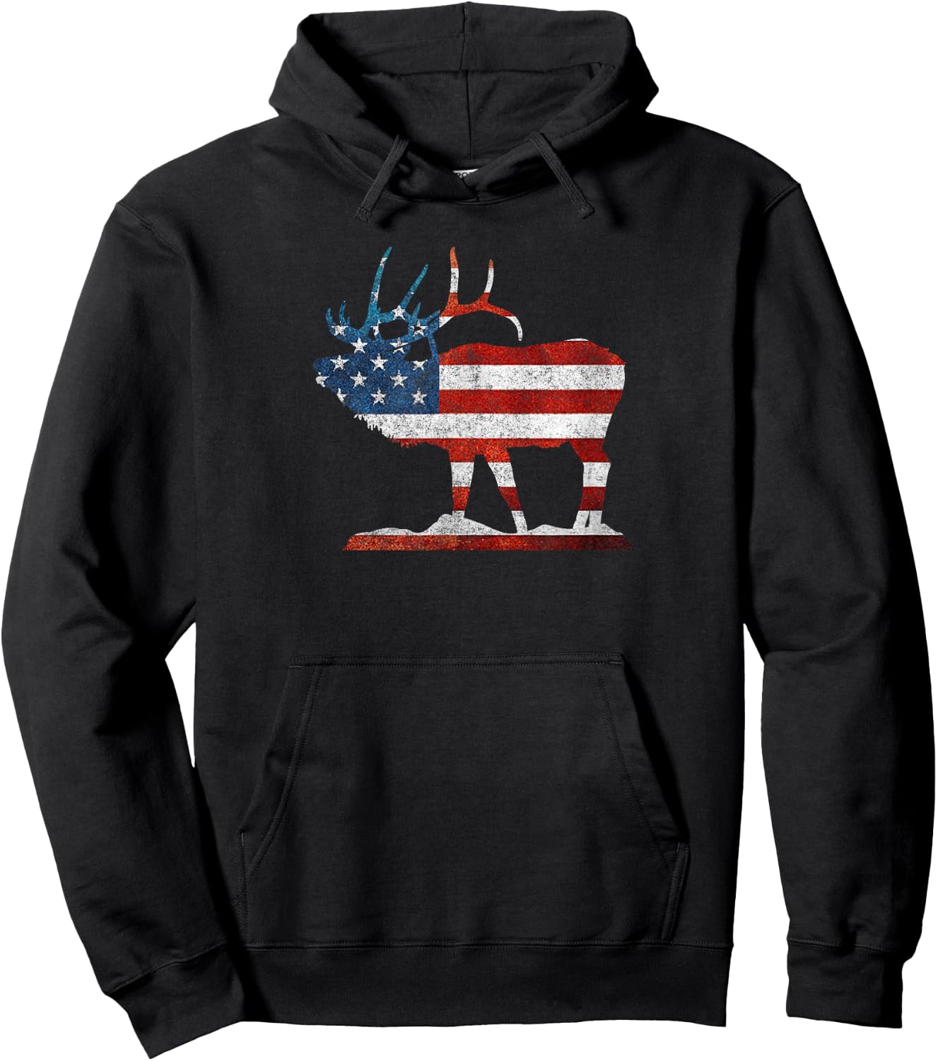 Vintage Bull Elk Shirt American Elk Hunting Gift Hoodie - Hoodie | Black