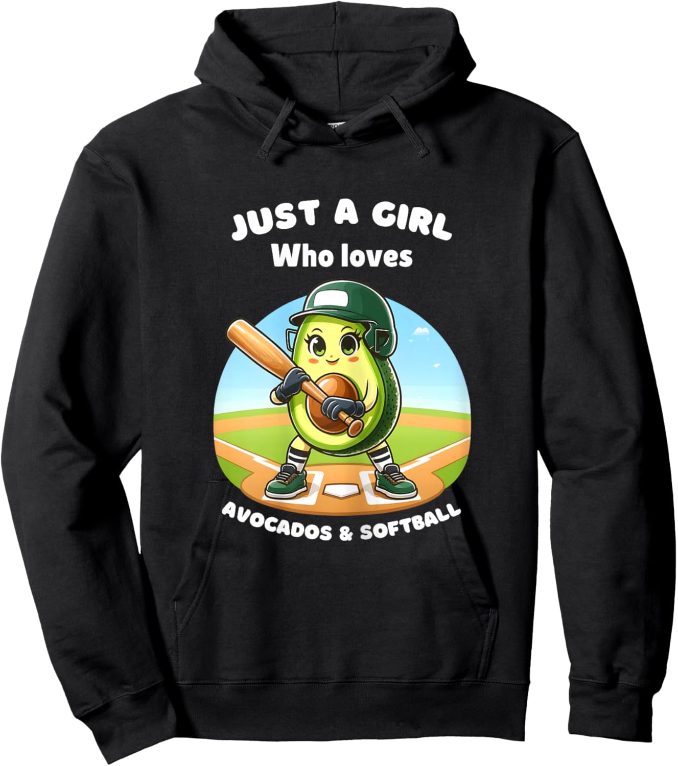 Just a Girl Who Loves Avocados and Softball Funny Avocado Hoodie - Hoodie | Black