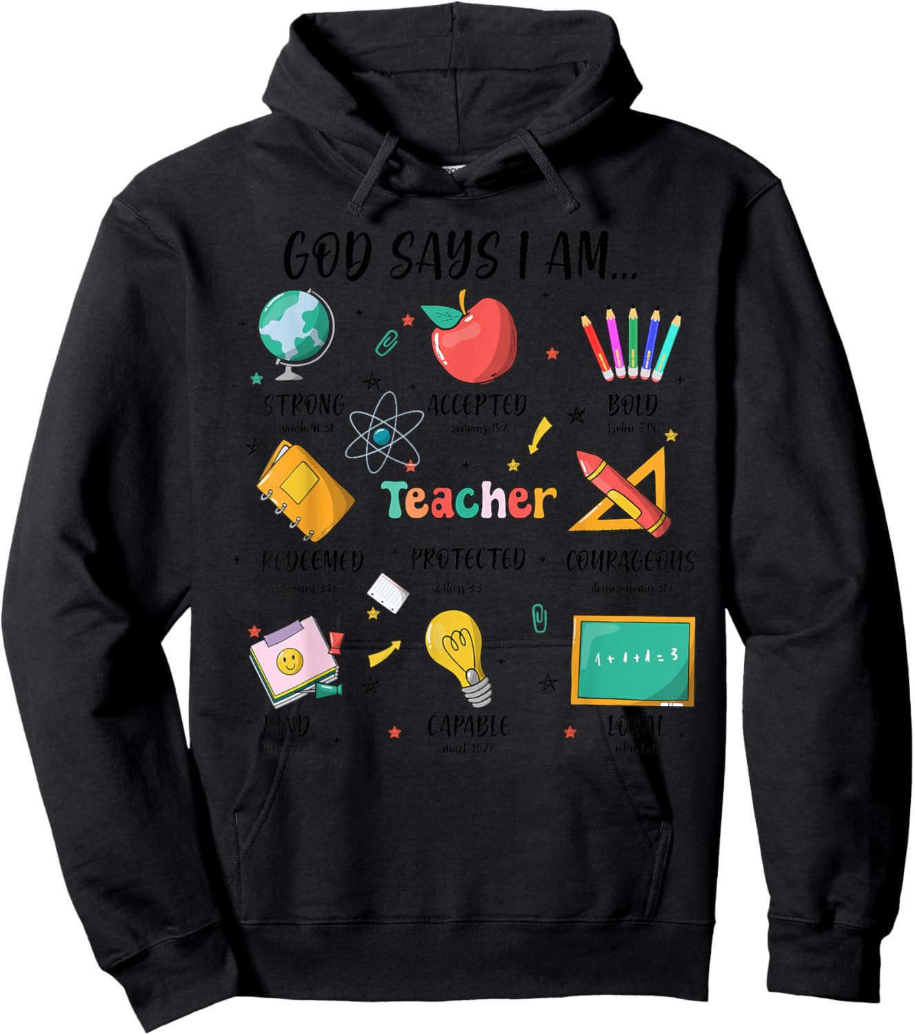 Teacher Christian God Says I Am Bible Verse Religious Teach Hoodie - Hoodie | Black