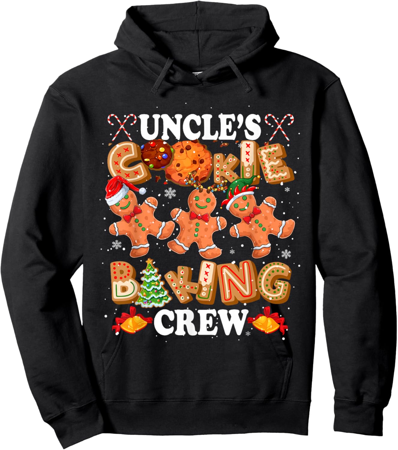 Uncle's Xmas Cookie Baking Crew Three Santa Gingerbreads Hoodie - Hoodie | Black