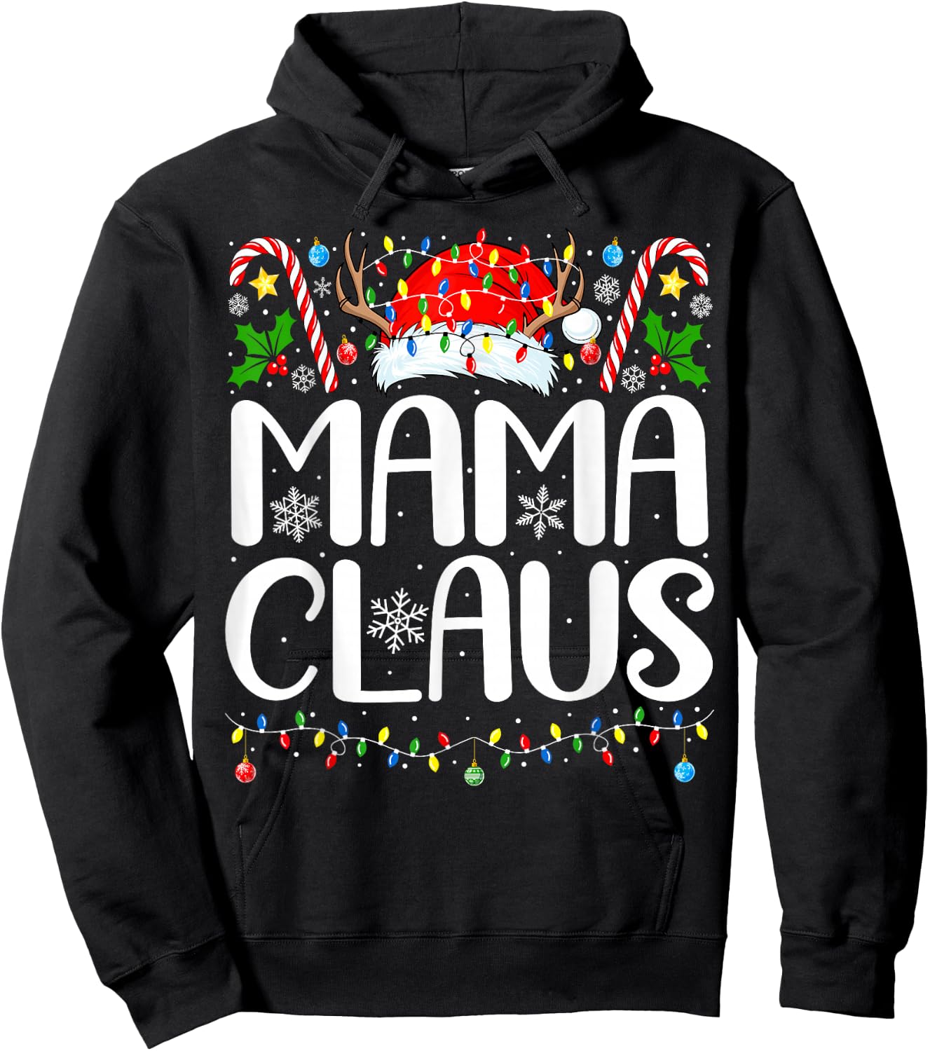 Mama Claus Christmas Santa Xmas Matching Family Christmas Hoodie - Hoodie | Black