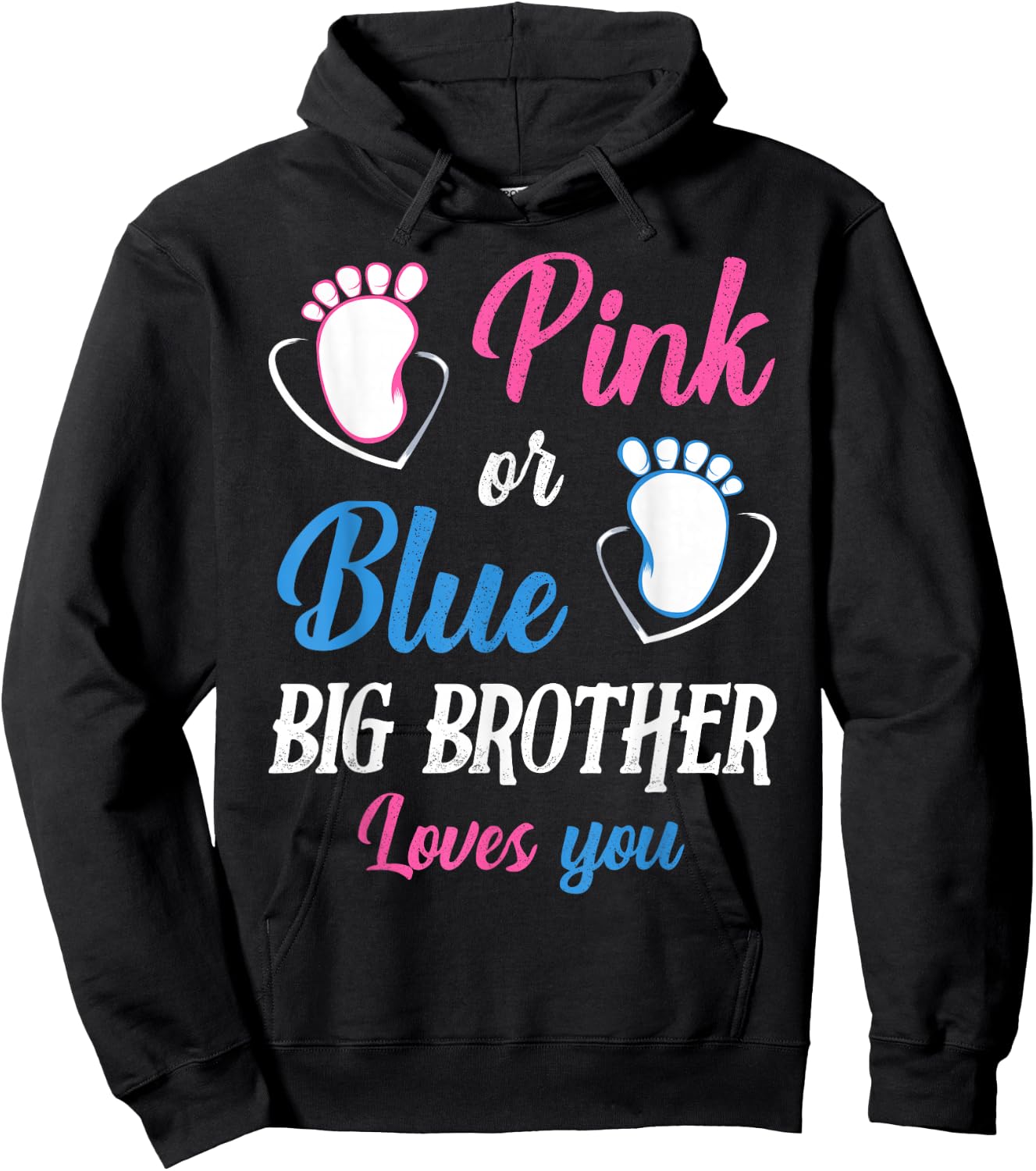Pink or Blue Big Brother Loves You Baby Gender Reveal Party Hoodie - Hoodie | Black