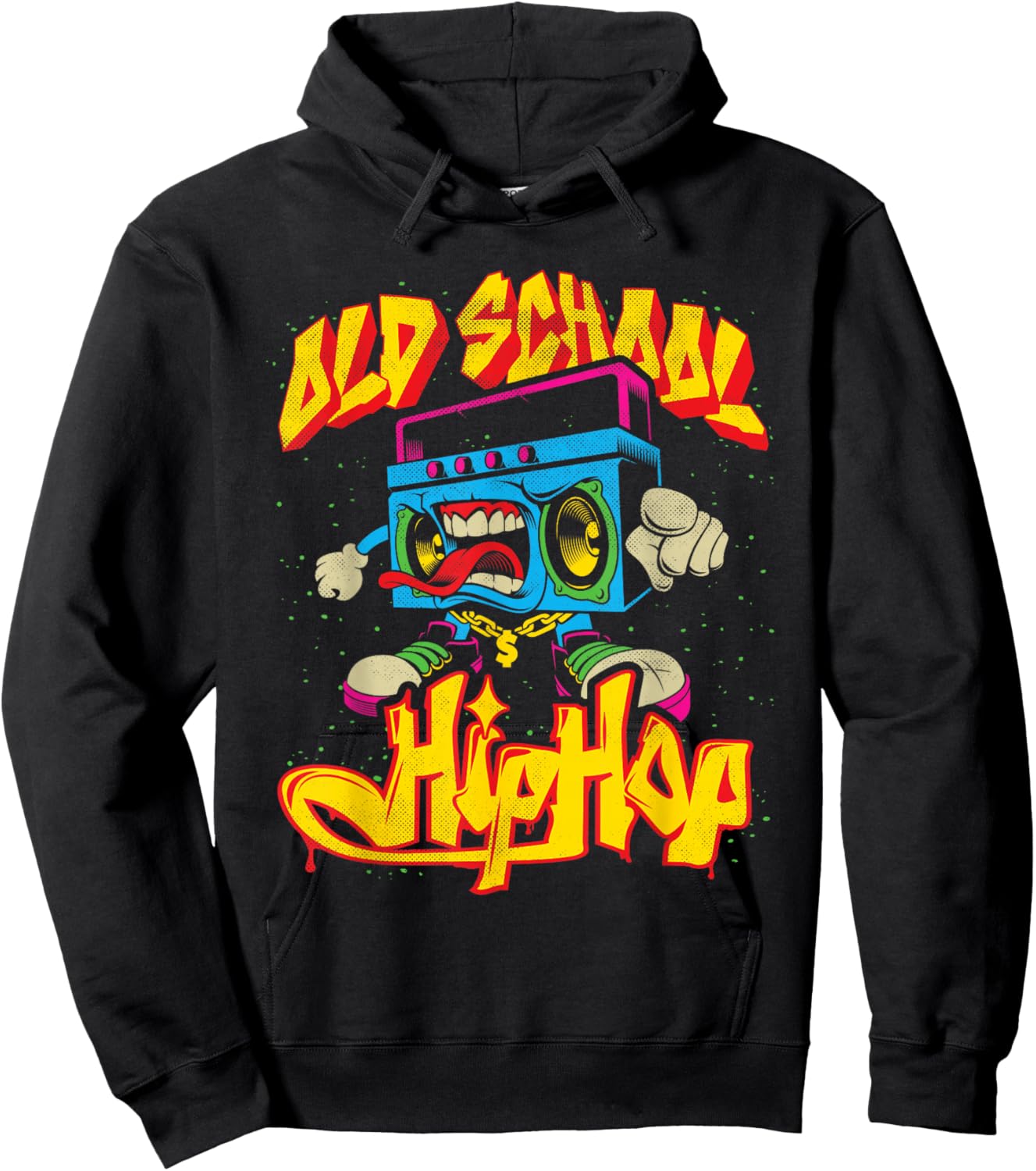 Old School Hip Hop Boombox Graffiti Nostalgia Graphic Hoodie - Hoodie | Black