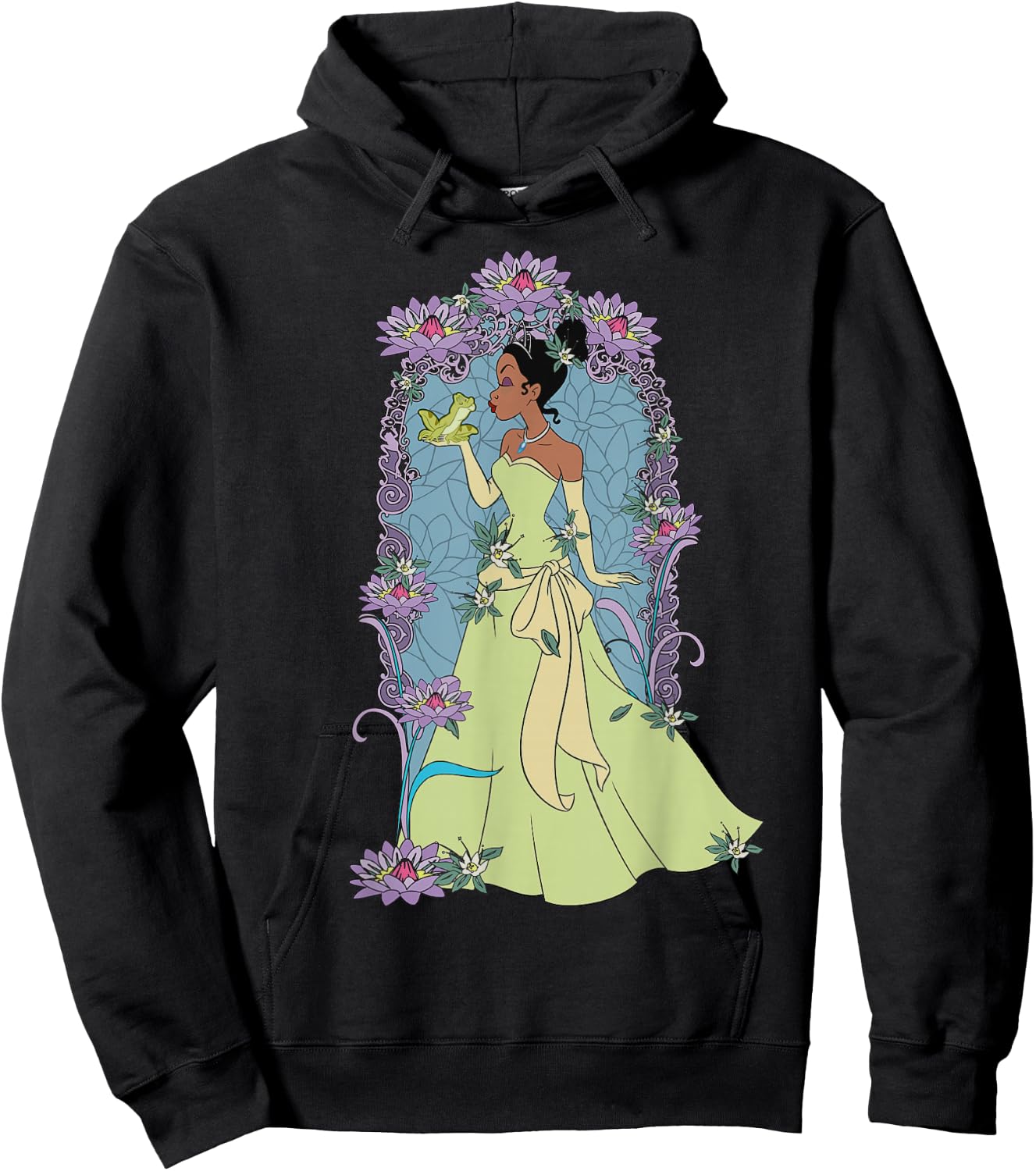 Disney The Princess And The Frog Tiana Profile Stained Glass Hoodie - Hoodie | Black