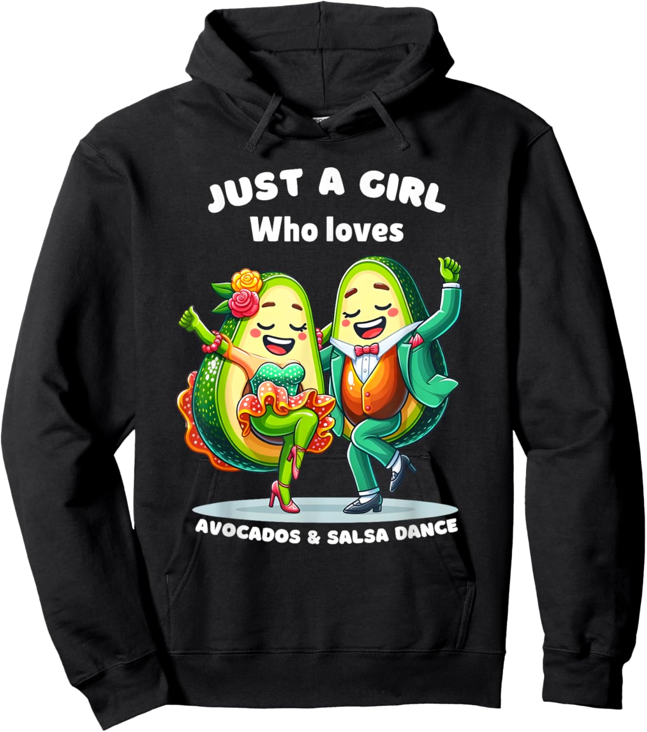 Just a Girl Who Loves Avocado and Funny Salsa Dance Graphic Hoodie - Hoodie | Black