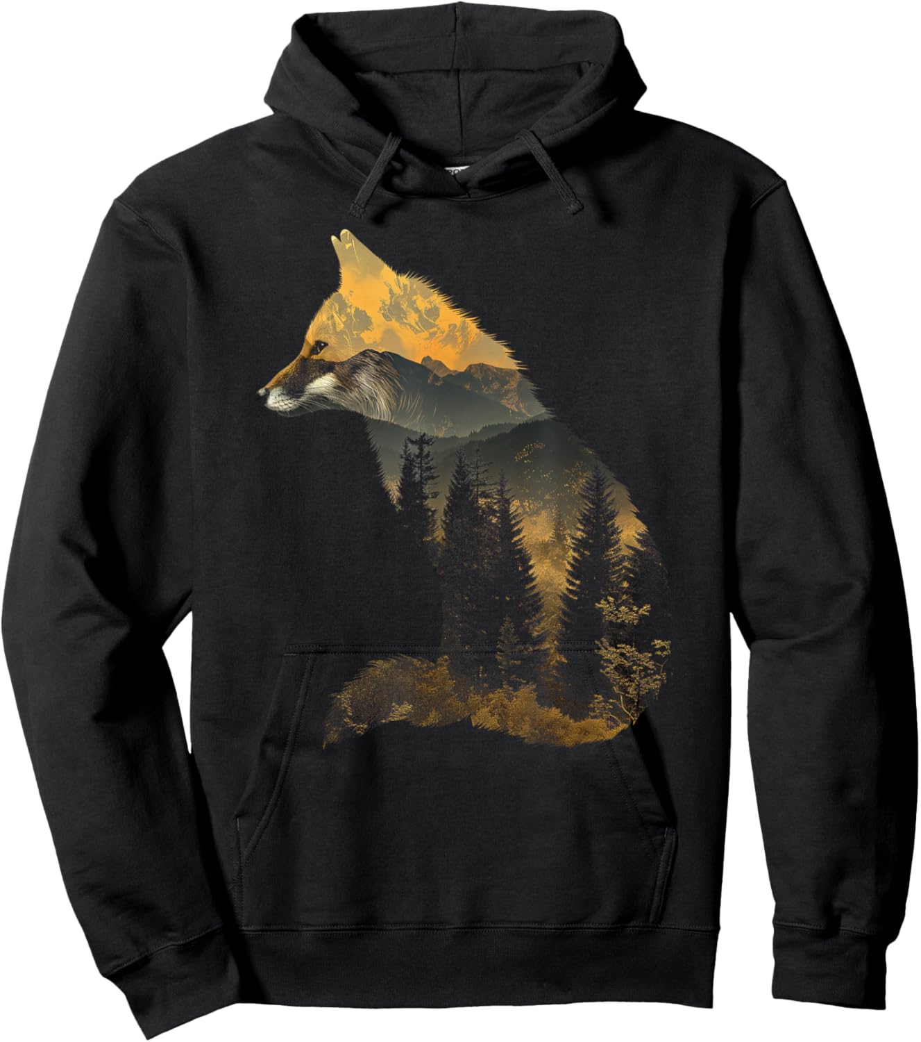 Fox Forest Nature Lover Mountains Hiking Camping Bushcraft Hoodie - Hoodie | Black