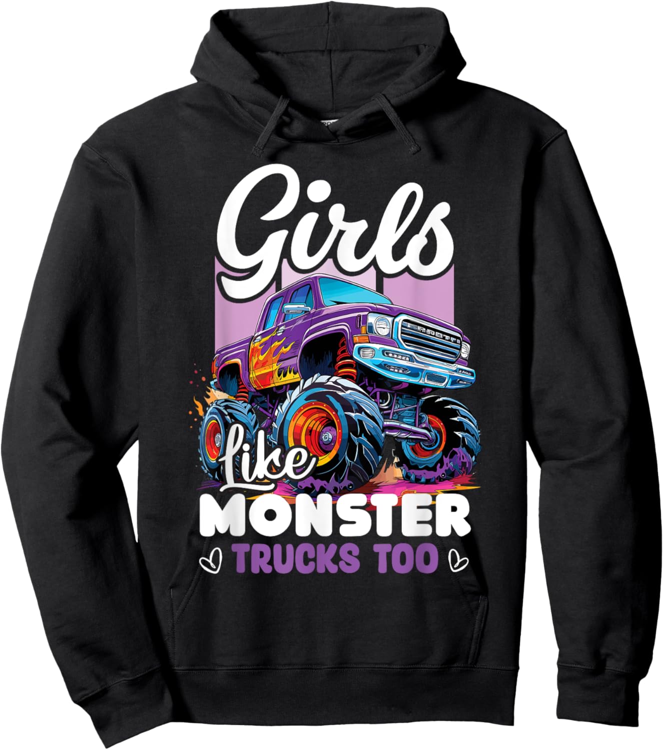 Cute Monster Truck Girls Like Monster Trucks Too Hoodie - Hoodie | Black