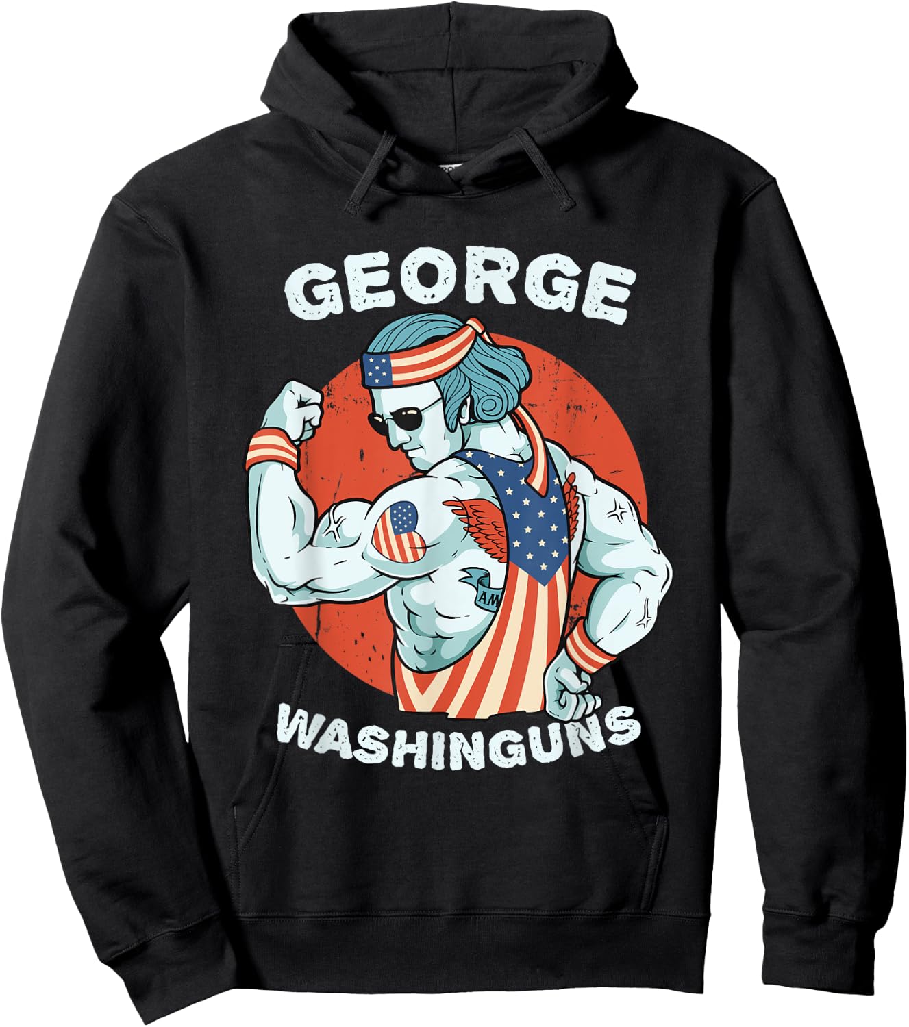 Funny George Washinguns Workout Patriotic 4th of July Men Hoodie - Hoodie | Black