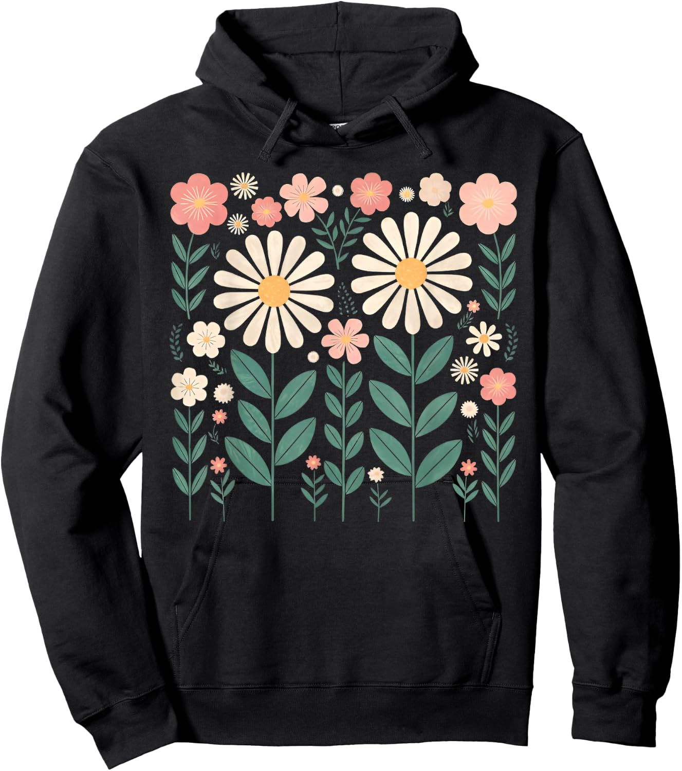 Vintage Flowers Women Wildflower Graphic Floral Gardening Hoodie - Hoodie | Black