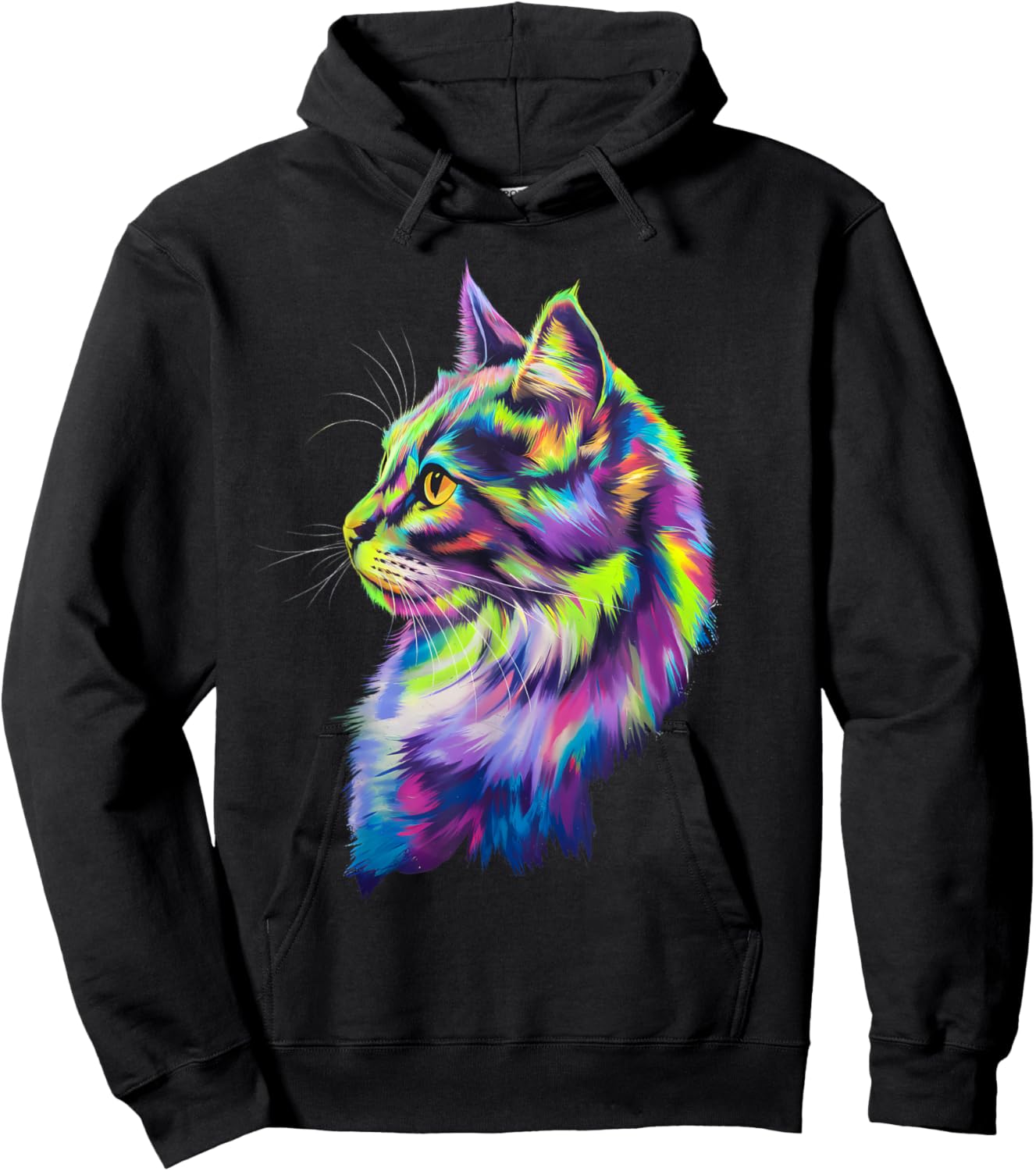 Colorful Cat Graphic Kitten Lovers Art Kitty Cats Hoodie - Hoodie | Black