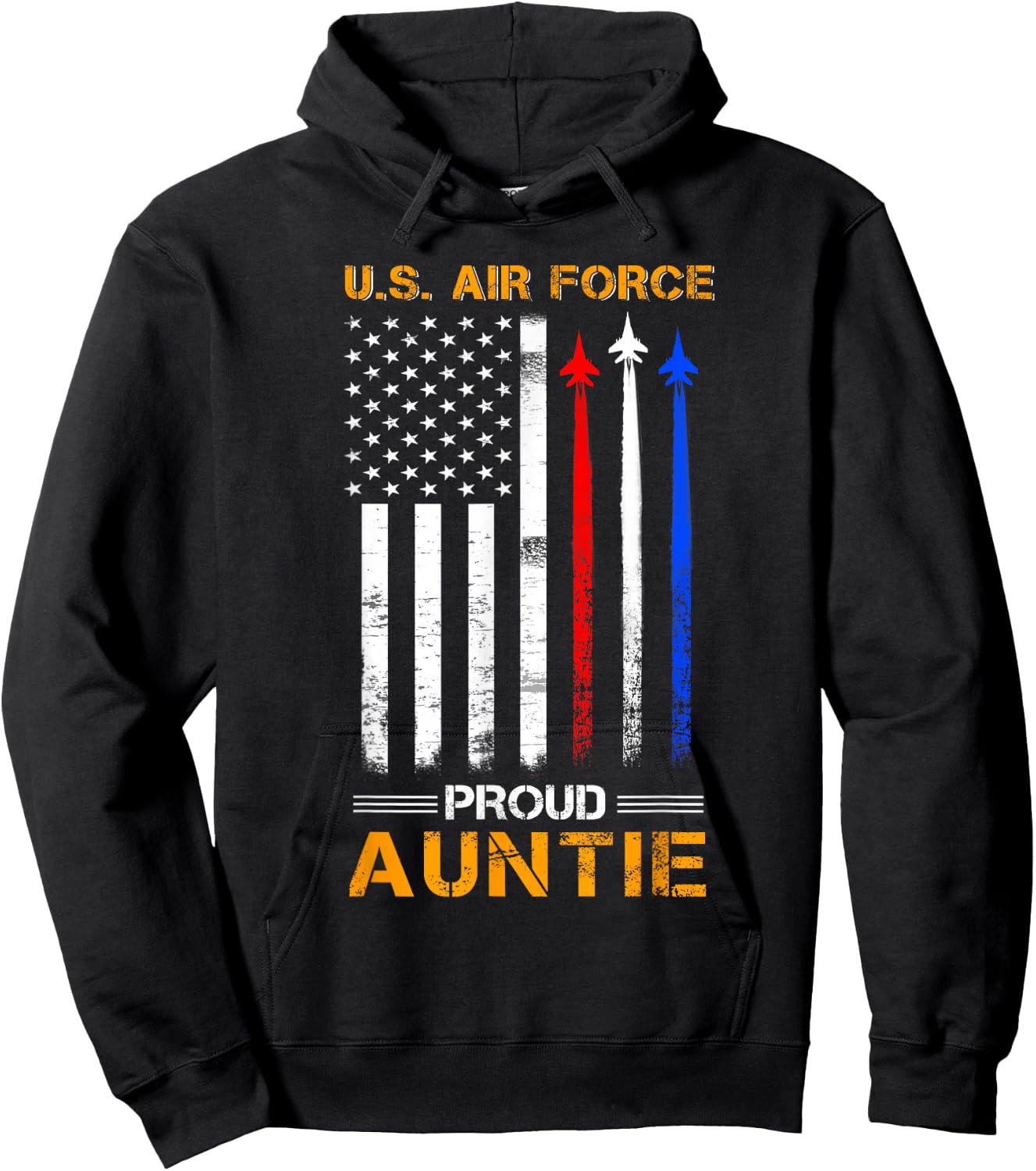 U.S. Air Force Proud Auntie , Aunt Of A Veteran Hoodie - Hoodie | Black