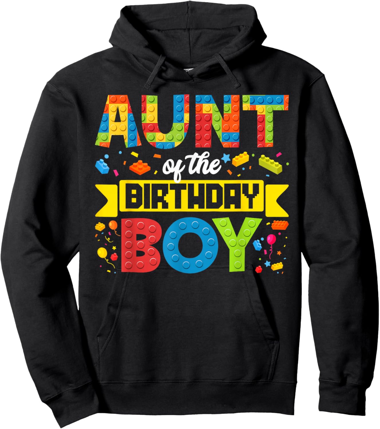 Aunt Of The Birthday Boy Master Builder Kids Building Blocks Hoodie - Hoodie | Black