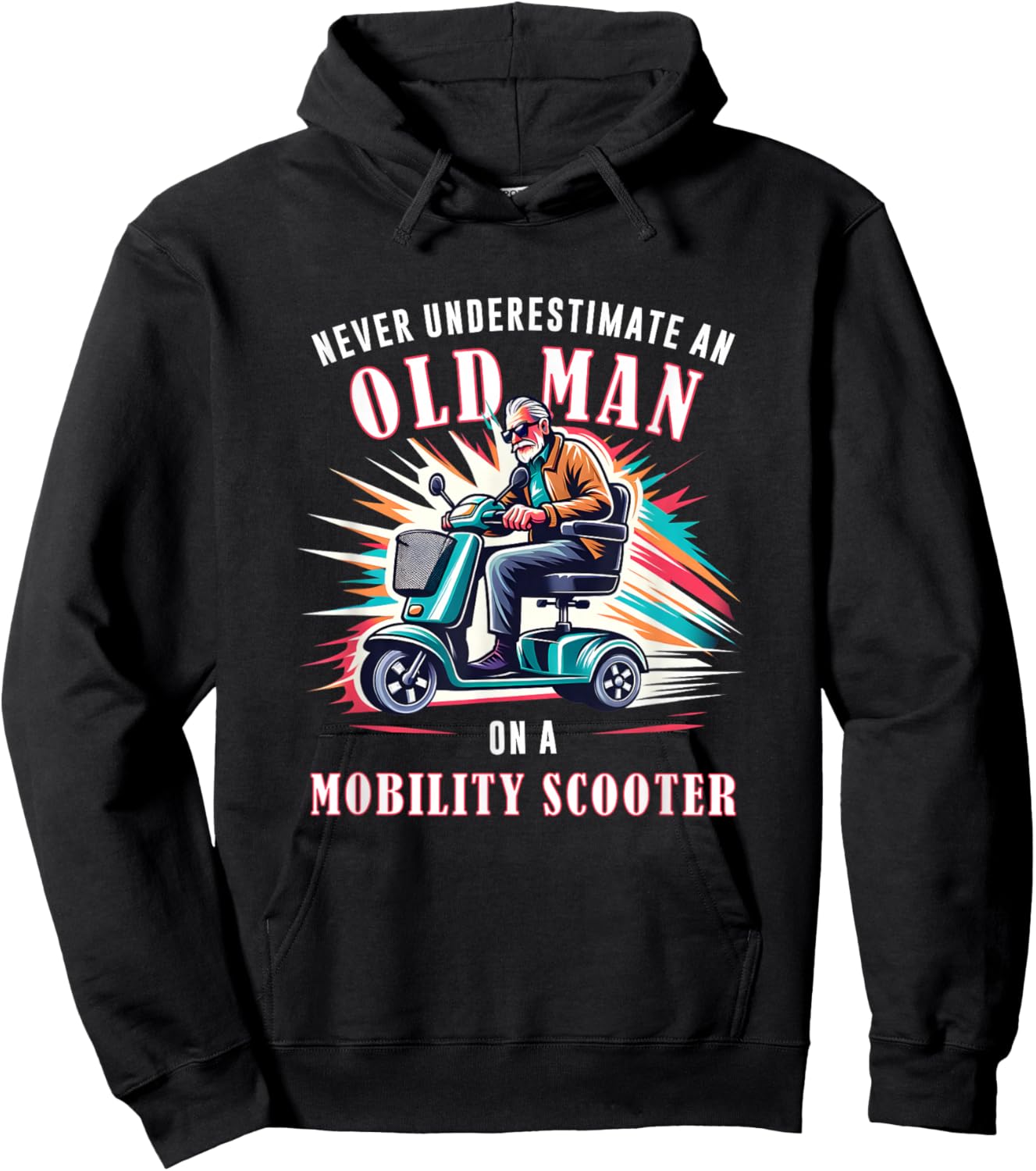 Funny Classic Old Man Mobility Scooter Rider Hoodie - Hoodie | Black