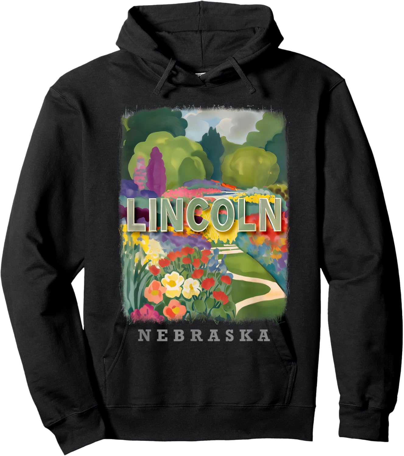Lincoln Nebraska NE Sunken Gardens Splendor SD693 Hoodie - Hoodie | Black