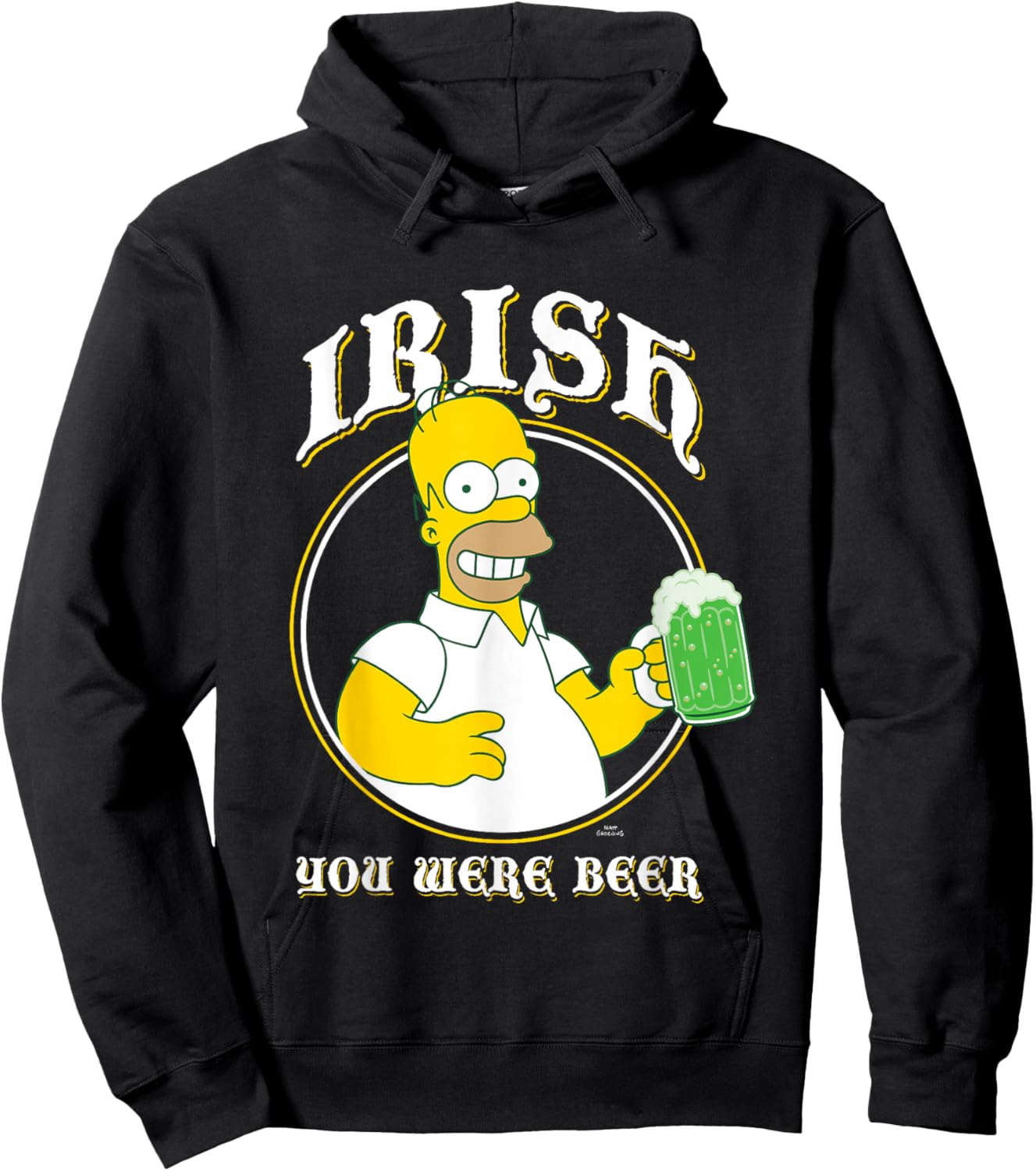 The Simpsons St. Patrick's Day Homer Irish You Were Beer Hoodie - Hoodie | Black