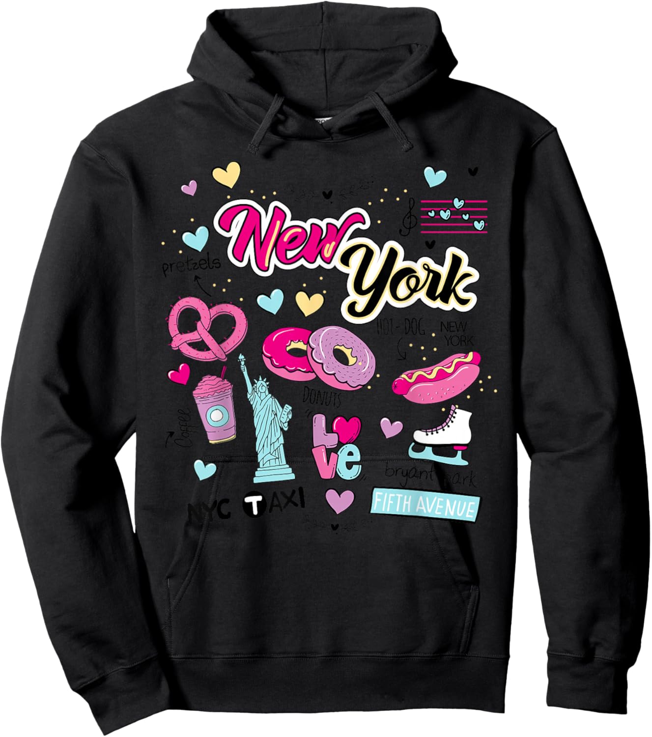 I Love New York New York City Illustration Graphic Designs Hoodie - Hoodie | Black