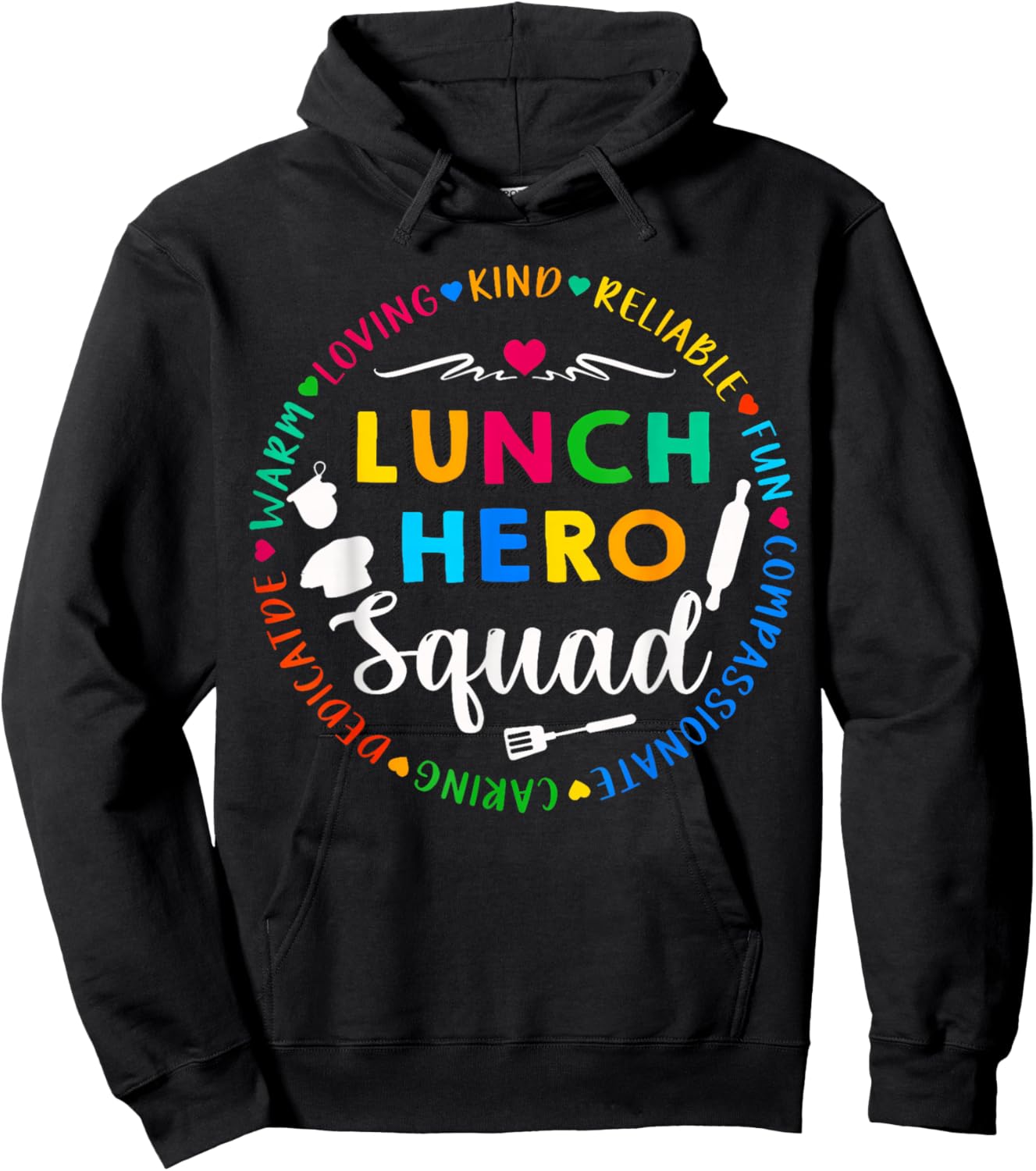 Lunch Hero Squad Funny Lunch Lady School Cafeteria Worker Hoodie - Hoodie | Black