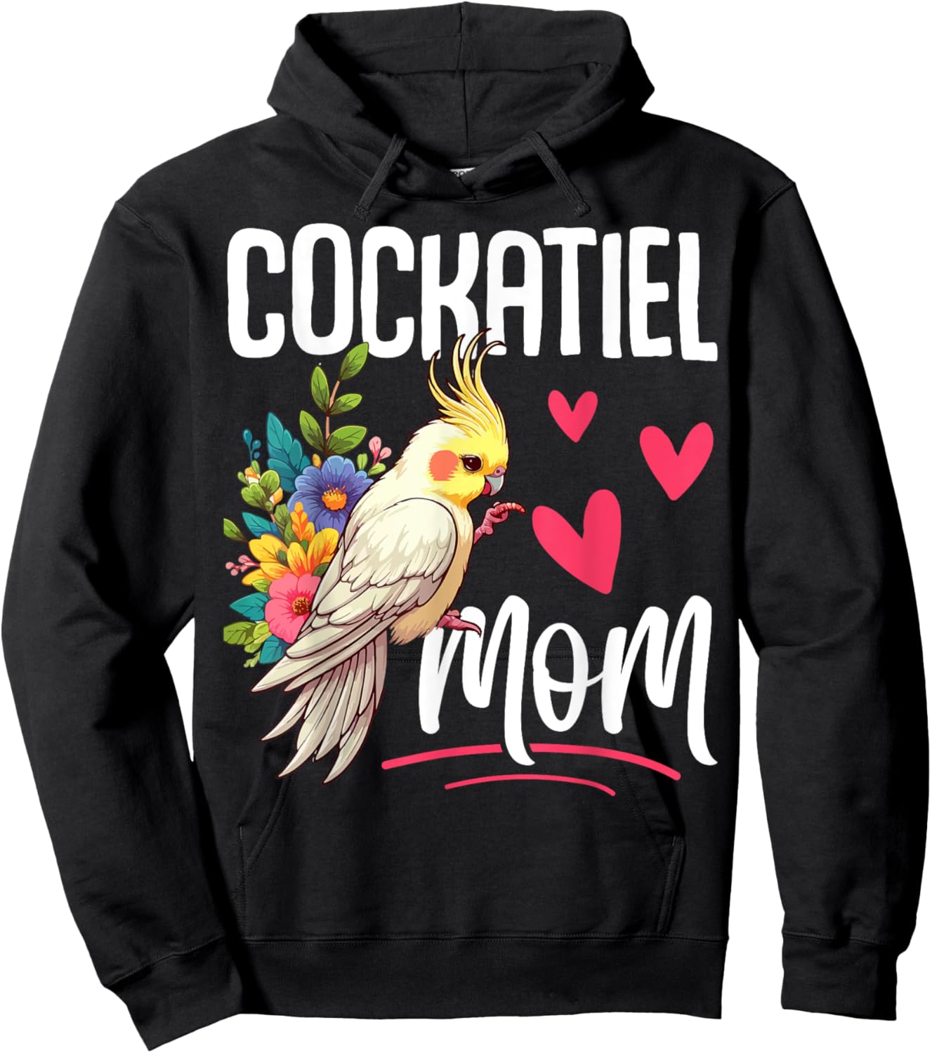 Cockatiel Mom Funny Bird Lover Women Parrot Mom Mother's Day Hoodie - Hoodie | Black