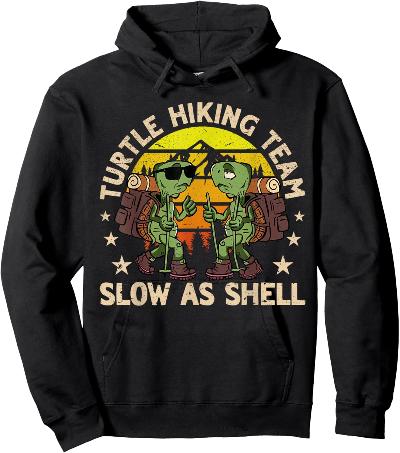 Turtle Hiking Team Slow as Shell Funny Hiking Hike Hoodie - Hoodie | Black