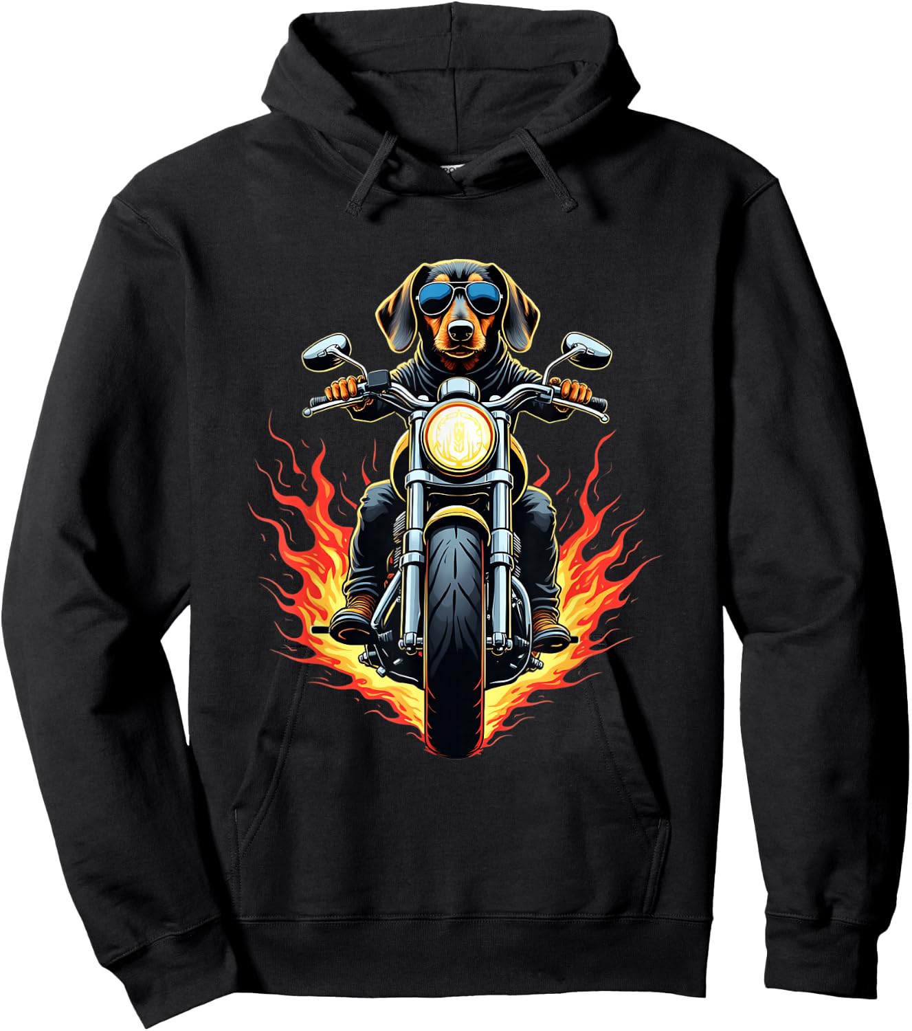 Funny Dachshund Dog Riding a Motorcycle Dachshund Lovers Hoodie - Hoodie | Black