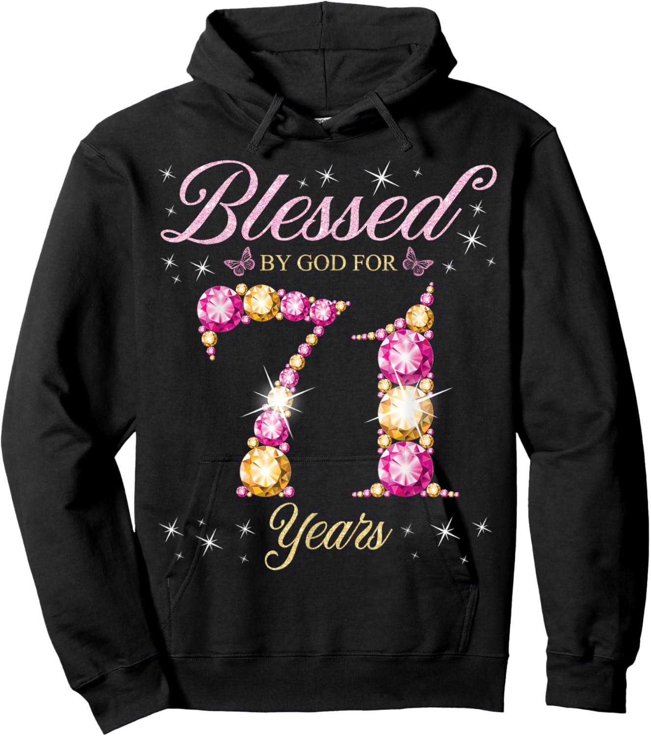 Blessed By God For 71 Years Old 71st Birthday Party Hoodie - Hoodie | Black