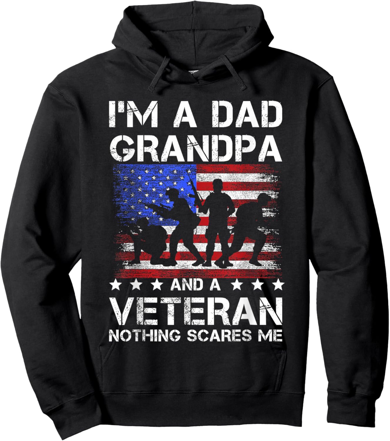 Dad grandpa veteran nothing scares fathers day veterans day Hoodie - Hoodie | Black