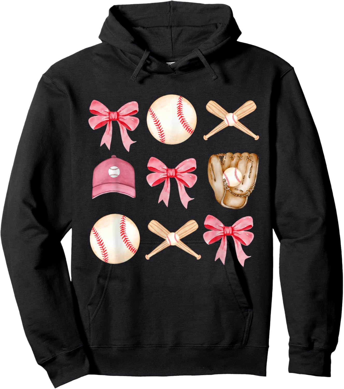 Baseball Mom Coquette Mothers Day Women Girls Baseball Mama Hoodie - Hoodie | Black