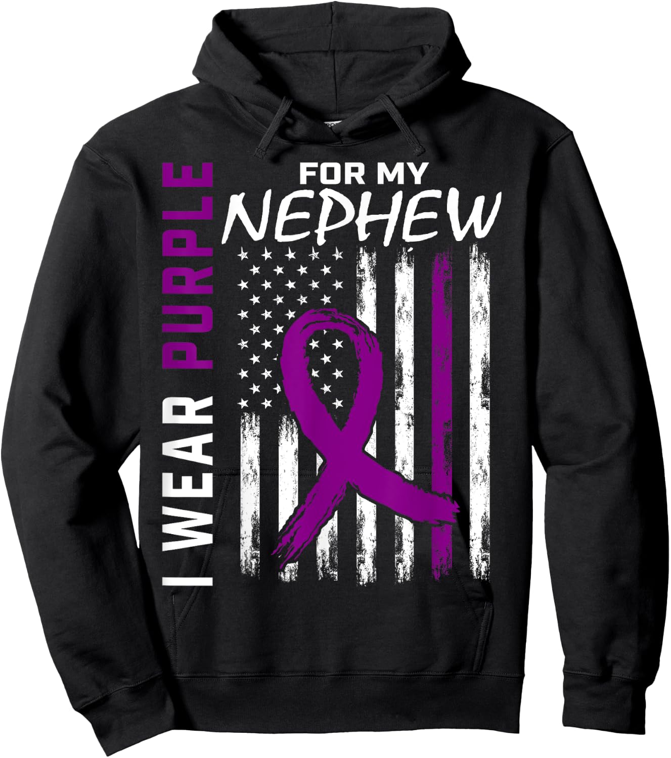 Pancreatic Cancer Awareness Shirt I Wear Purple For Nephew Hoodie - Hoodie | Black