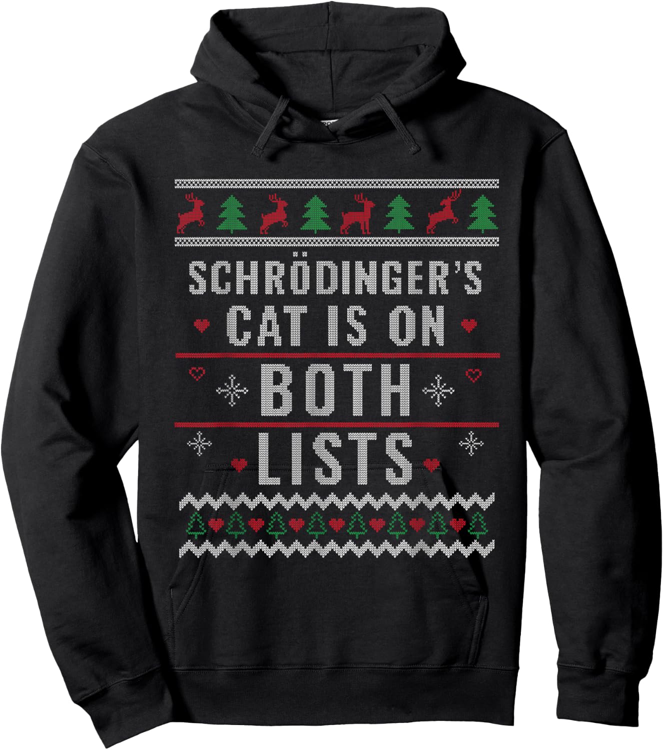 Physicist Schrödingers Cat Funny Physics Ugly Christmas Women Hoodie - Hoodie | Black
