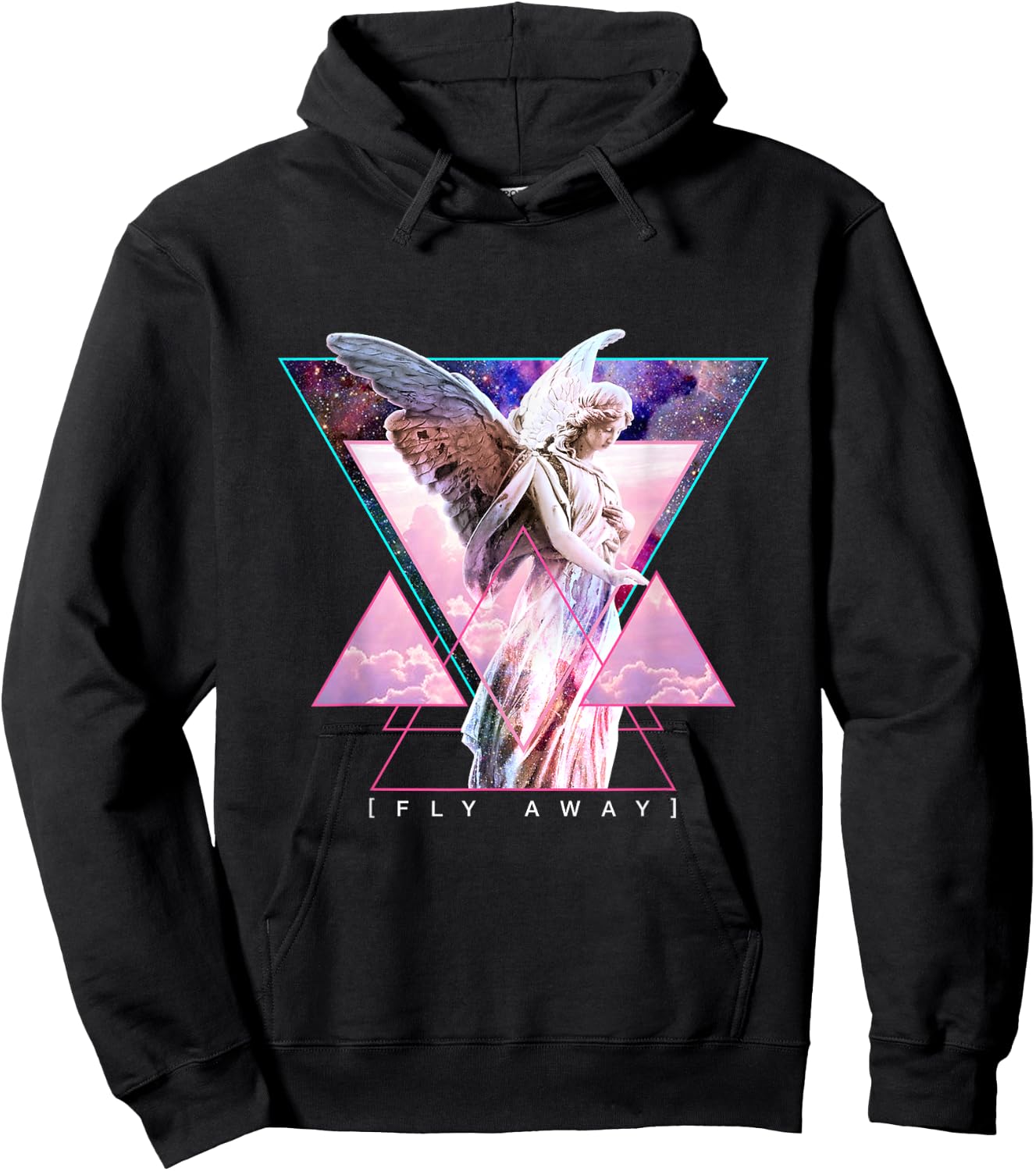 Vaporwave Angel Statue & Wings - Fly Away Aesthetic Art Hoodie - Hoodie | Black